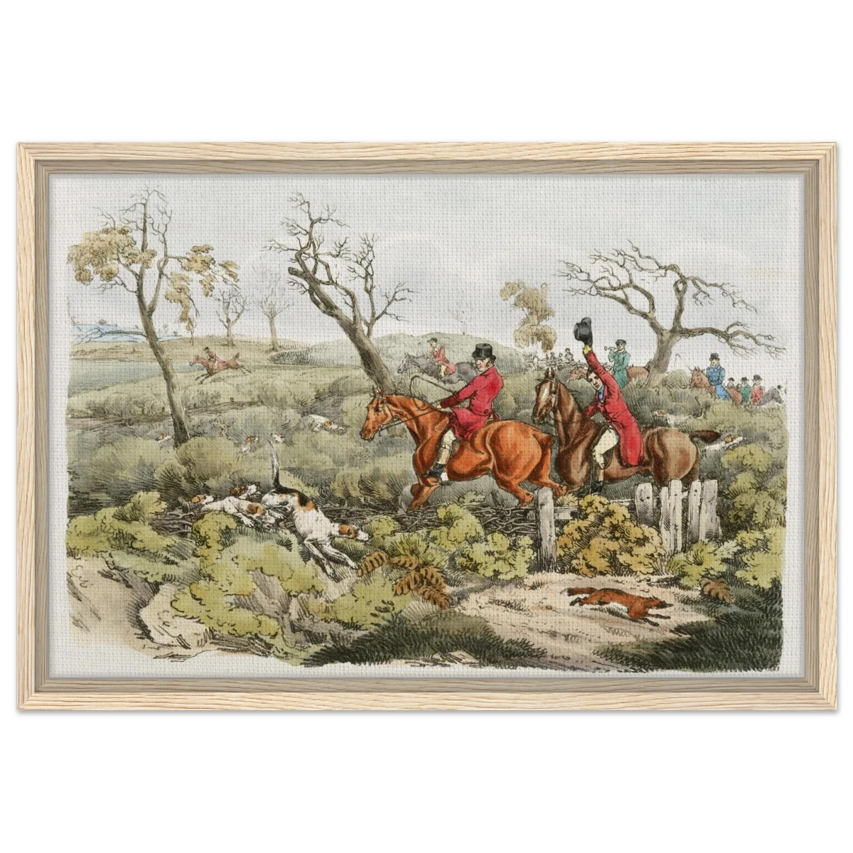 "Fox Hunt Legacy" – Vintage Equestrian Wall Art Print by Henry Alken - Framed Canvas - 40x60 cm / 16x24″ - Wood frame