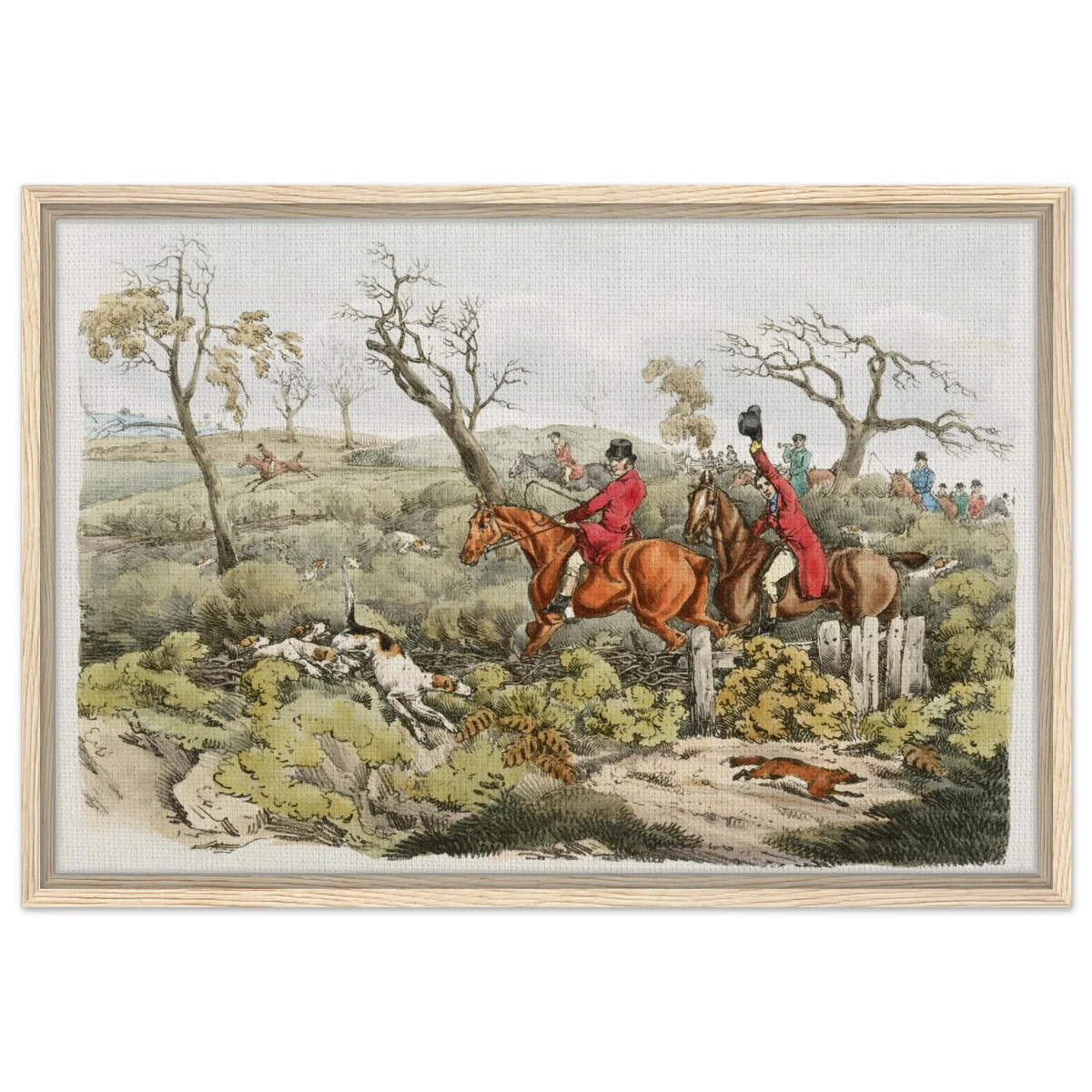 "Fox Hunt Legacy" – Vintage Equestrian Wall Art Print by Henry Alken - Framed Canvas - 50x75 cm / 20x30″ - Wood frame