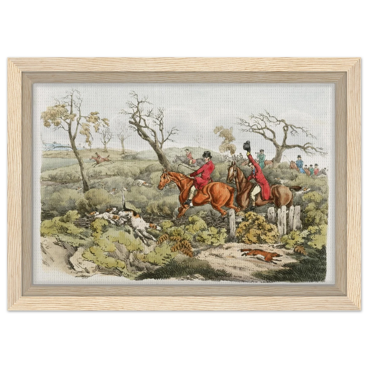 "Fox Hunt Legacy" – Vintage Equestrian Wall Art Print by Henry Alken - Framed Canvas - 20x30 cm / 8x12″ - Wood frame