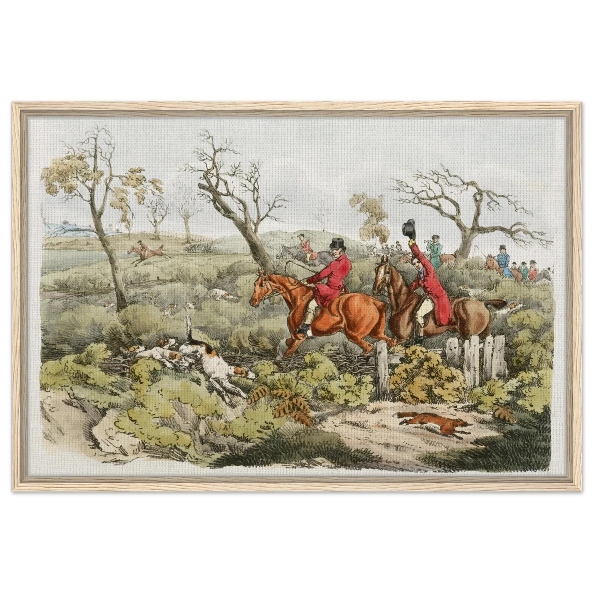 "Fox Hunt Legacy" – Vintage Equestrian Wall Art Print by Henry Alken - Framed Canvas - 60x90 cm / 24x36″ - Wood frame