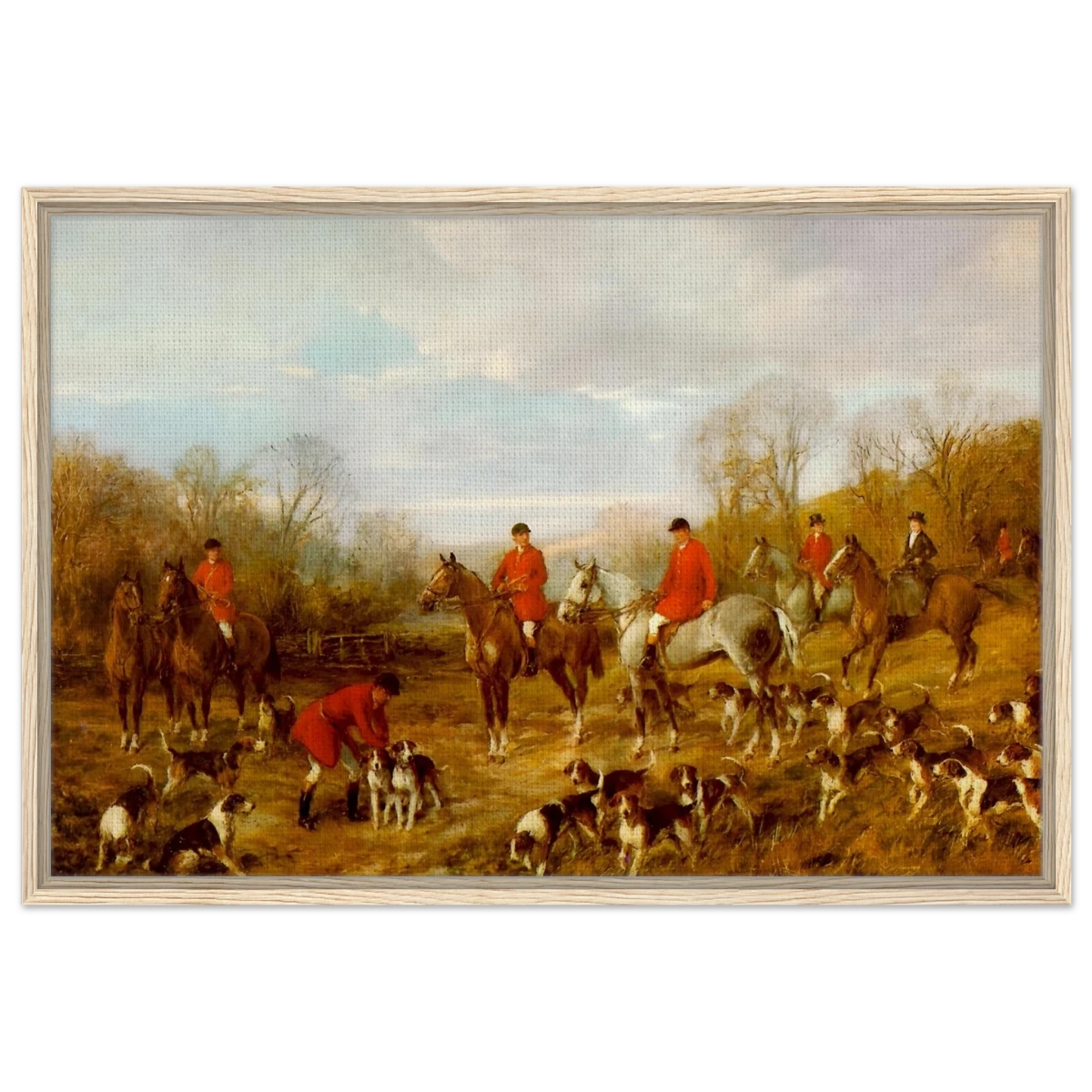 Fox Hunting Scene – Henry Alken Wall Art Print - Framed Canvas - 60x90 cm / 24x36″ - Wood frame