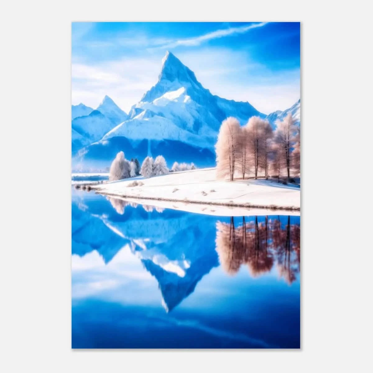 Frozen Reflections of Majesty – Snowy Mountain Landscape | Wall Art Print - Aluminum Print - 70x100 cm / 28x40″ -