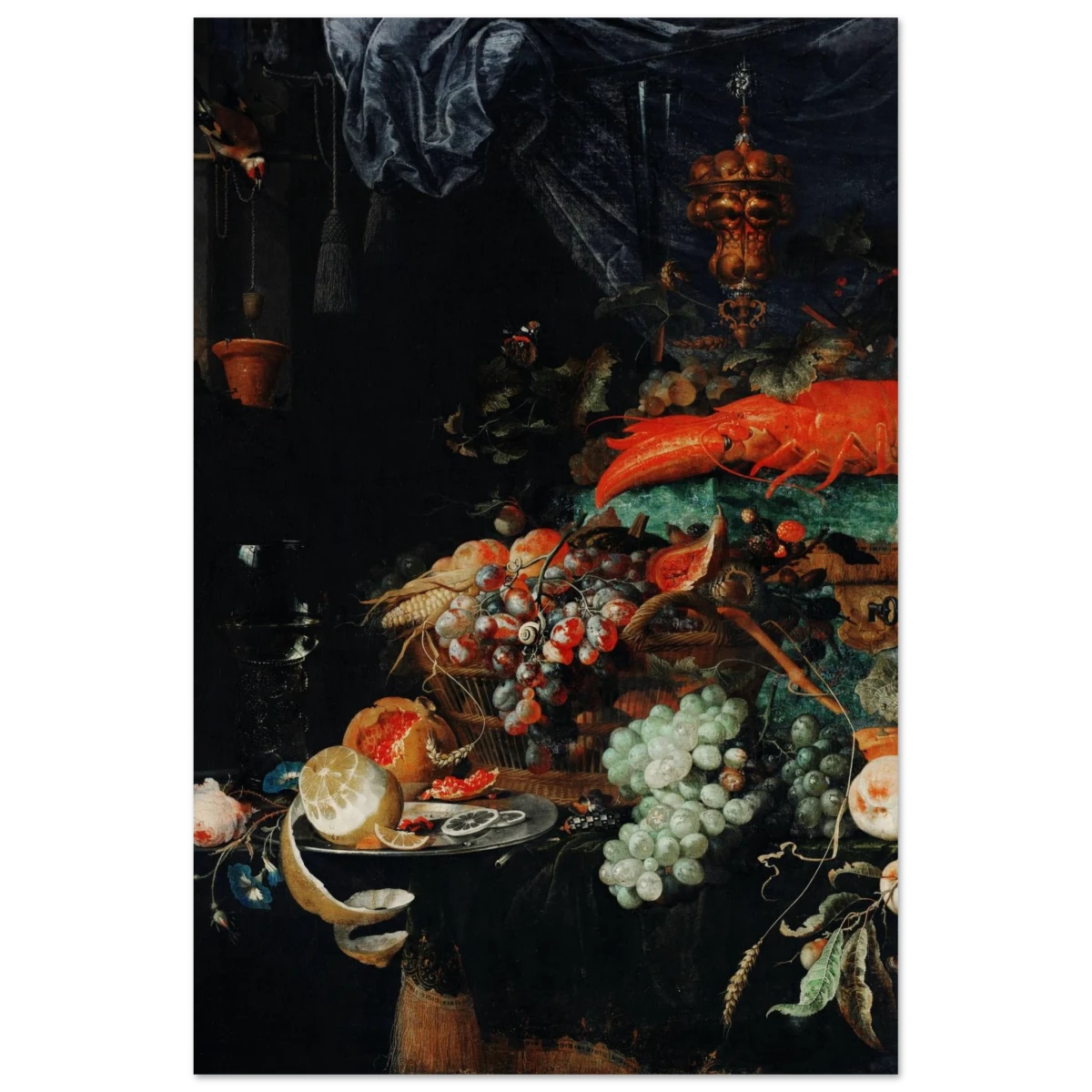 Fruits and Lobster by Abraham Mignon | Wall art Print - Wood Prints - 30x45 cm / 12x18″ -