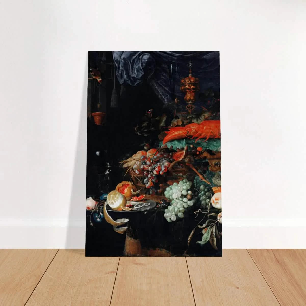 Fruits and Lobster by Abraham Mignon | Wall art Print - Brushed Aluminum Print - 60x90 cm / 24x36″ -