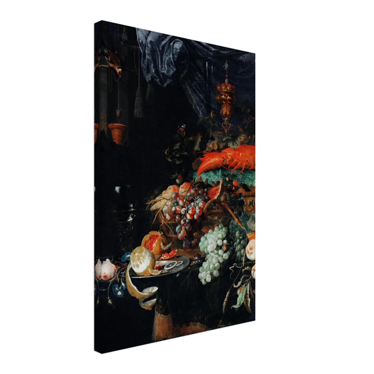 Fruits and Lobster by Abraham Mignon | Wall art Print - Canvas - 40x60 cm / 16x24″ -