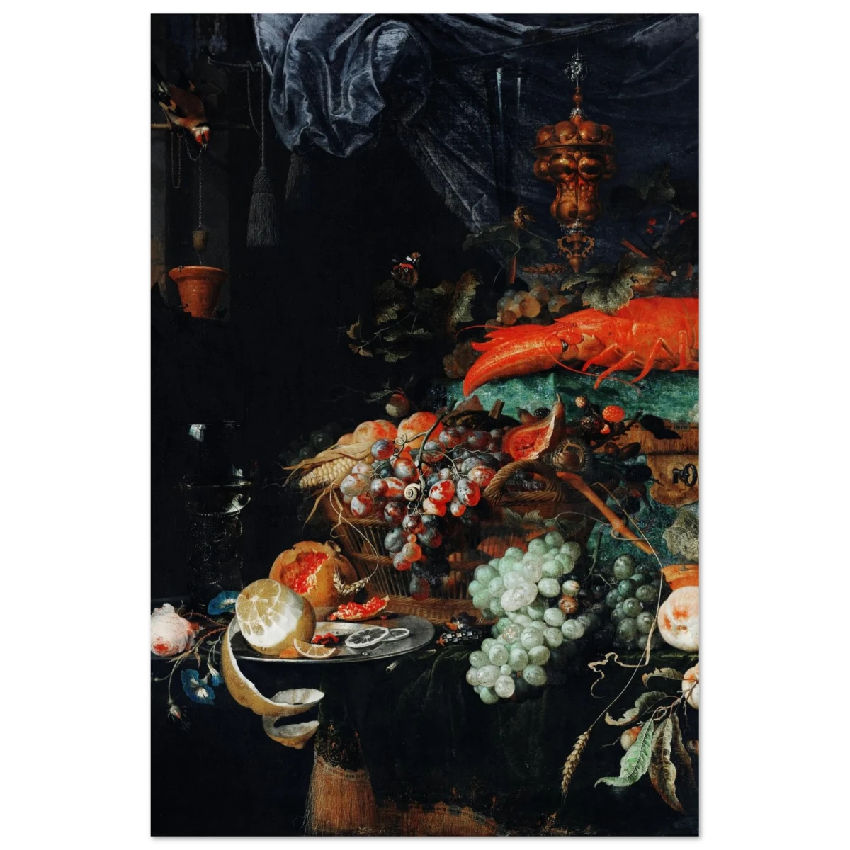 Fruits and Lobster by Abraham Mignon | Wall art Print - Fine Art Poster - 30x45 cm / 12x18″ -