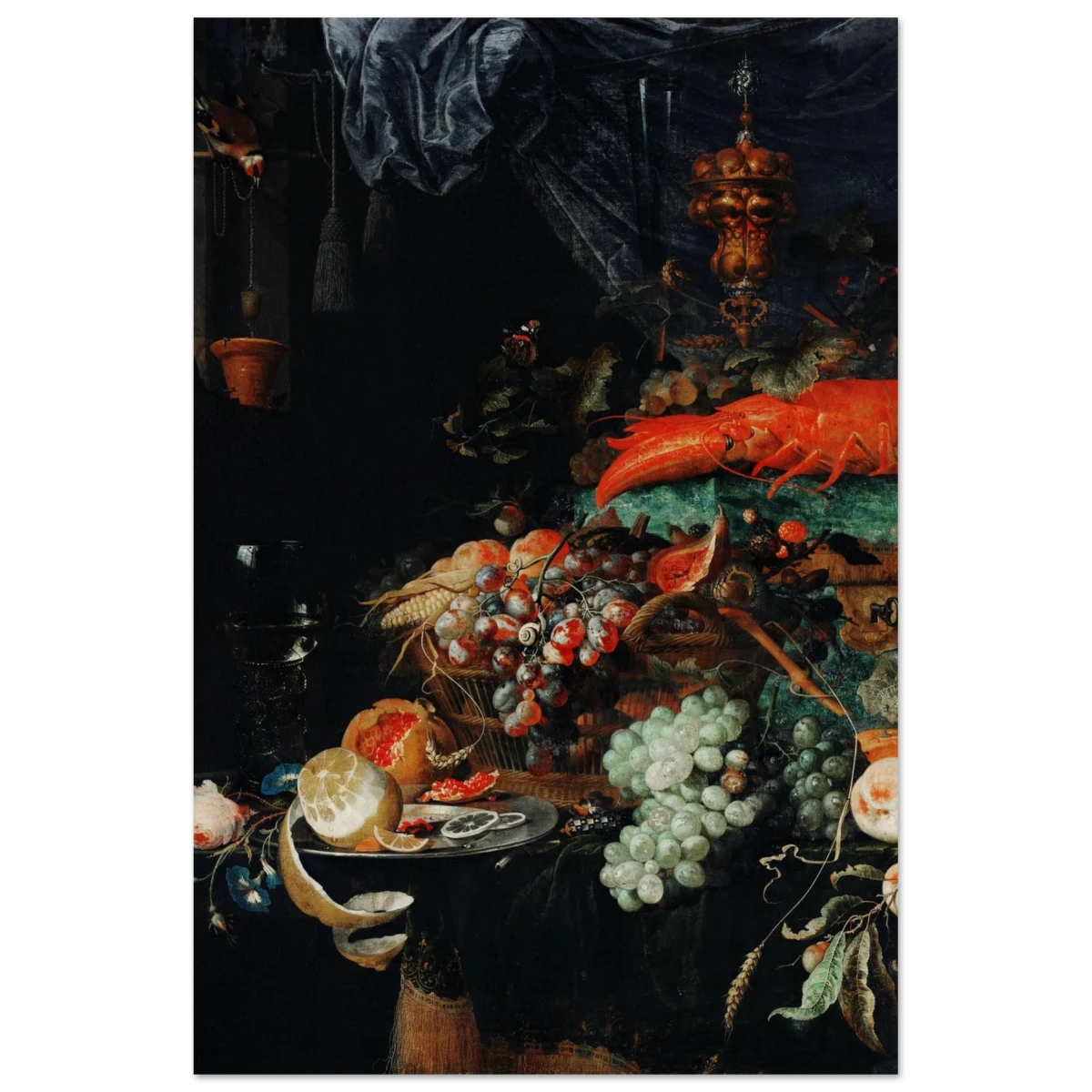 Fruits and Lobster by Abraham Mignon | Wall art Print - Wood Prints - 20x30 cm / 8x12″ -