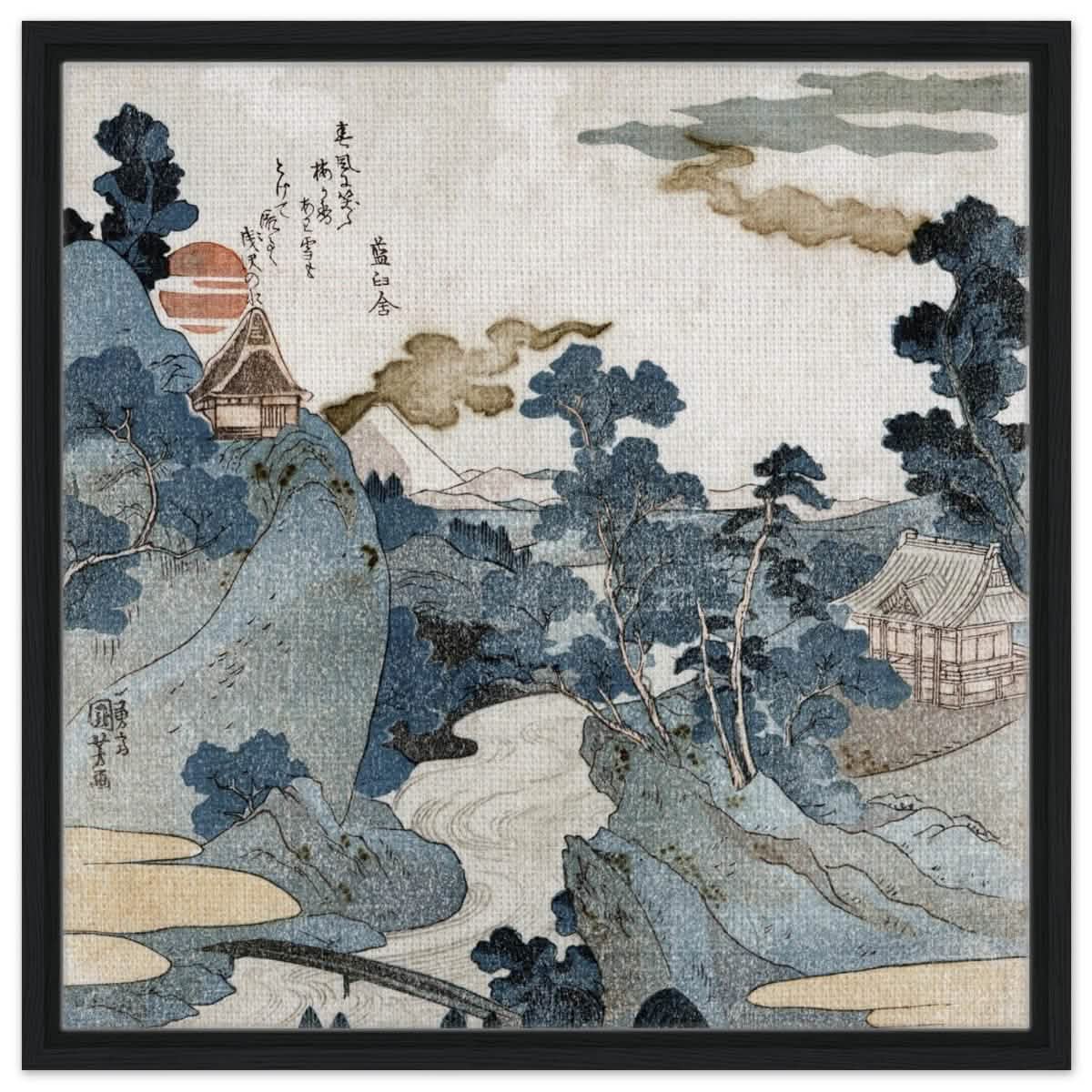 Fuji No Yukei By Utagawa Kuniyoshi | Vintage wall art print - Framed Canvas - 60x60 cm / 24x24″ - Black frame