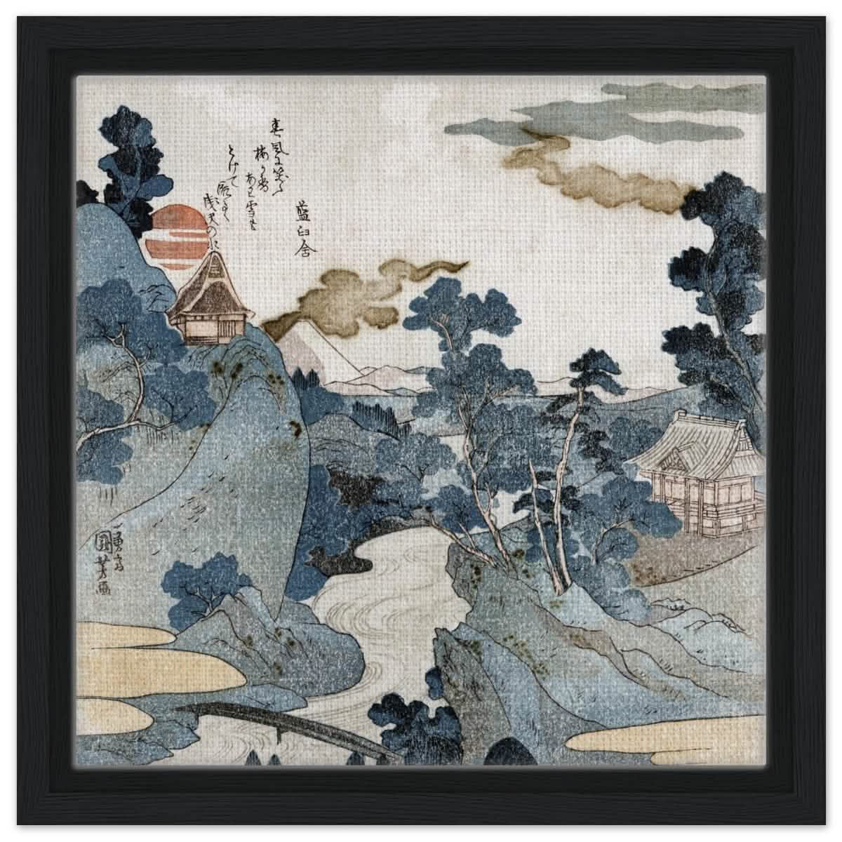 Fuji No Yukei By Utagawa Kuniyoshi | Vintage wall art print - Framed Canvas - 30x30 cm / 12x12″ - Black frame
