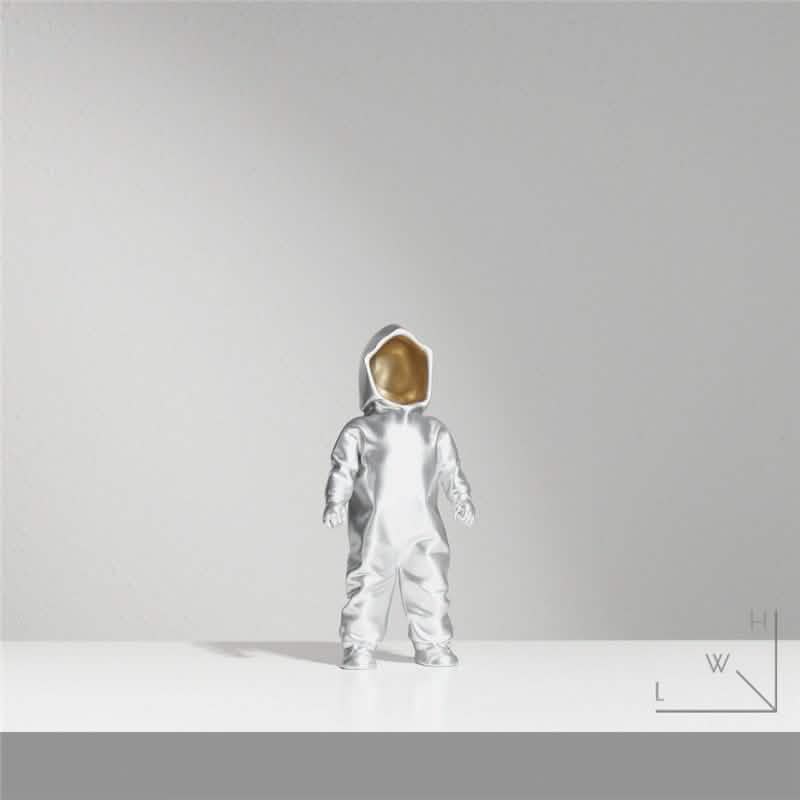 Futuristic Hooded Figures Sculpture Set – Modern Silver & Gold Abstract Resin Statues for Contemporary Home Décor - B - Silver -