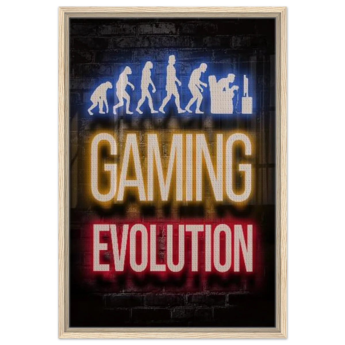 Gaming Evolution – The Rise of a Gamer | Pop art Wall art Print - Framed Canvas - 50x75 cm / 20x30″ - Wood frame
