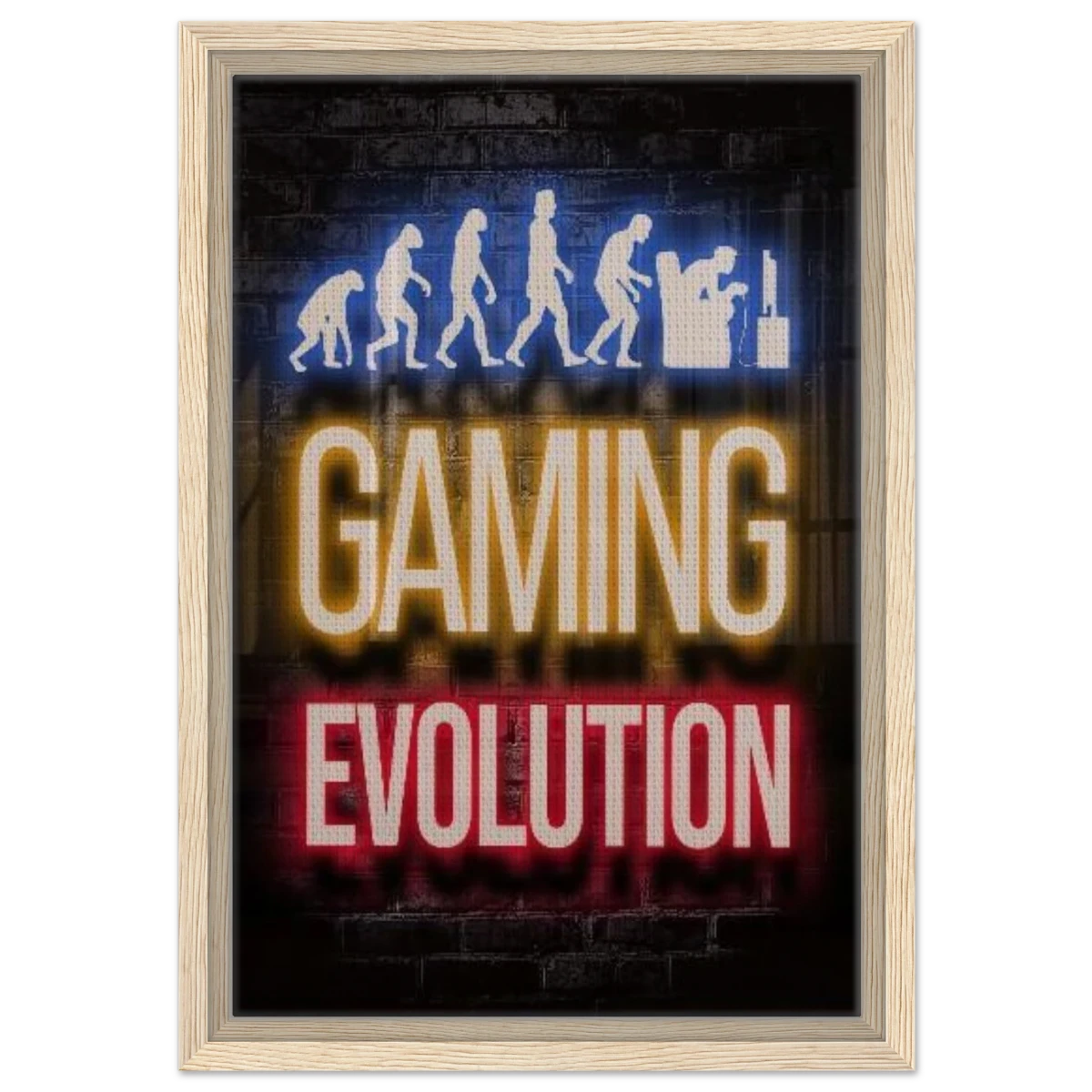 Gaming Evolution – The Rise of a Gamer | Pop art Wall art Print - Framed Canvas - 30x45 cm / 12x18″ - Wood frame