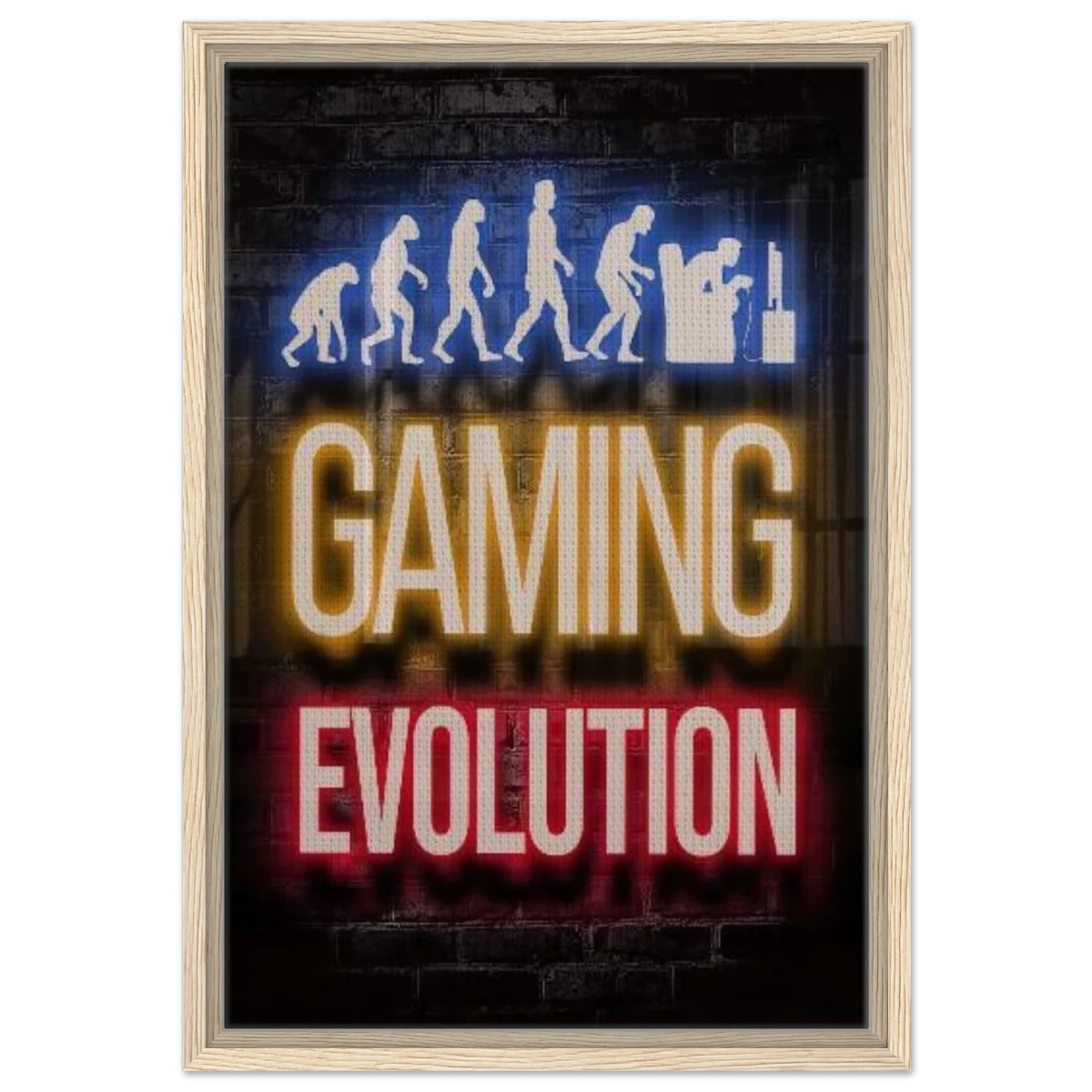 Gaming Evolution – The Rise of a Gamer | Pop art Wall art Print - Framed Canvas - 40x60 cm / 16x24″ - Wood frame