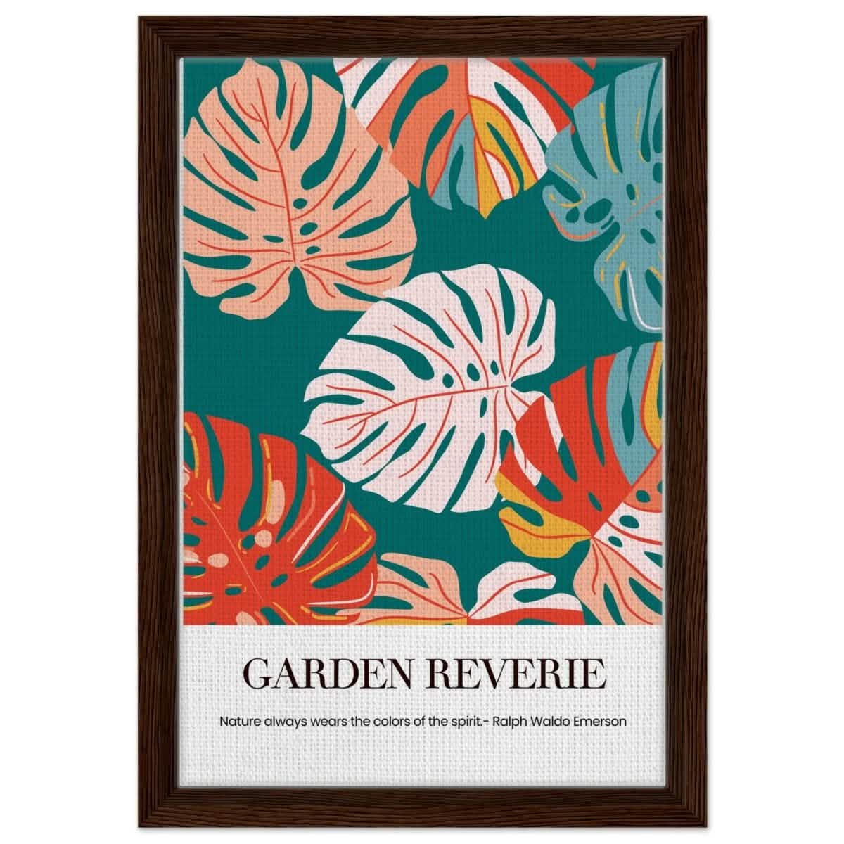 Garden Reverie | Abstract botanical masterpiece - Framed Canvas - 30x45 cm / 12x18″ - Dark wood frame