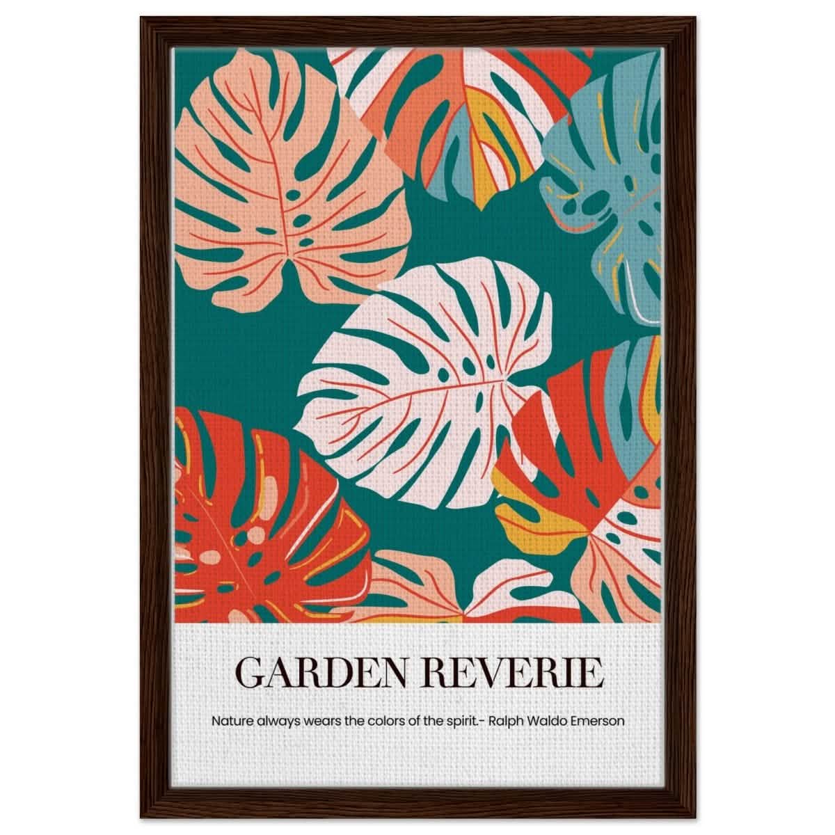 Garden Reverie | Abstract botanical masterpiece - Framed Canvas - 40x60 cm / 16x24″ - Dark wood frame