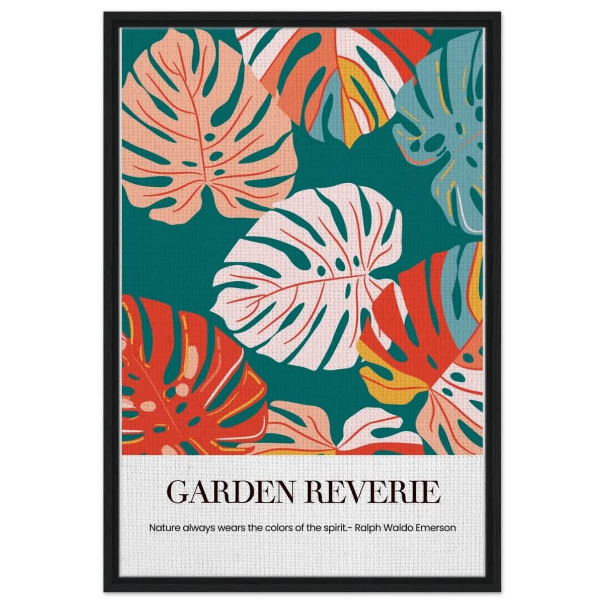 Garden Reverie | Abstract botanical masterpiece - Framed Canvas - 60x90 cm / 24x36″ - Black frame