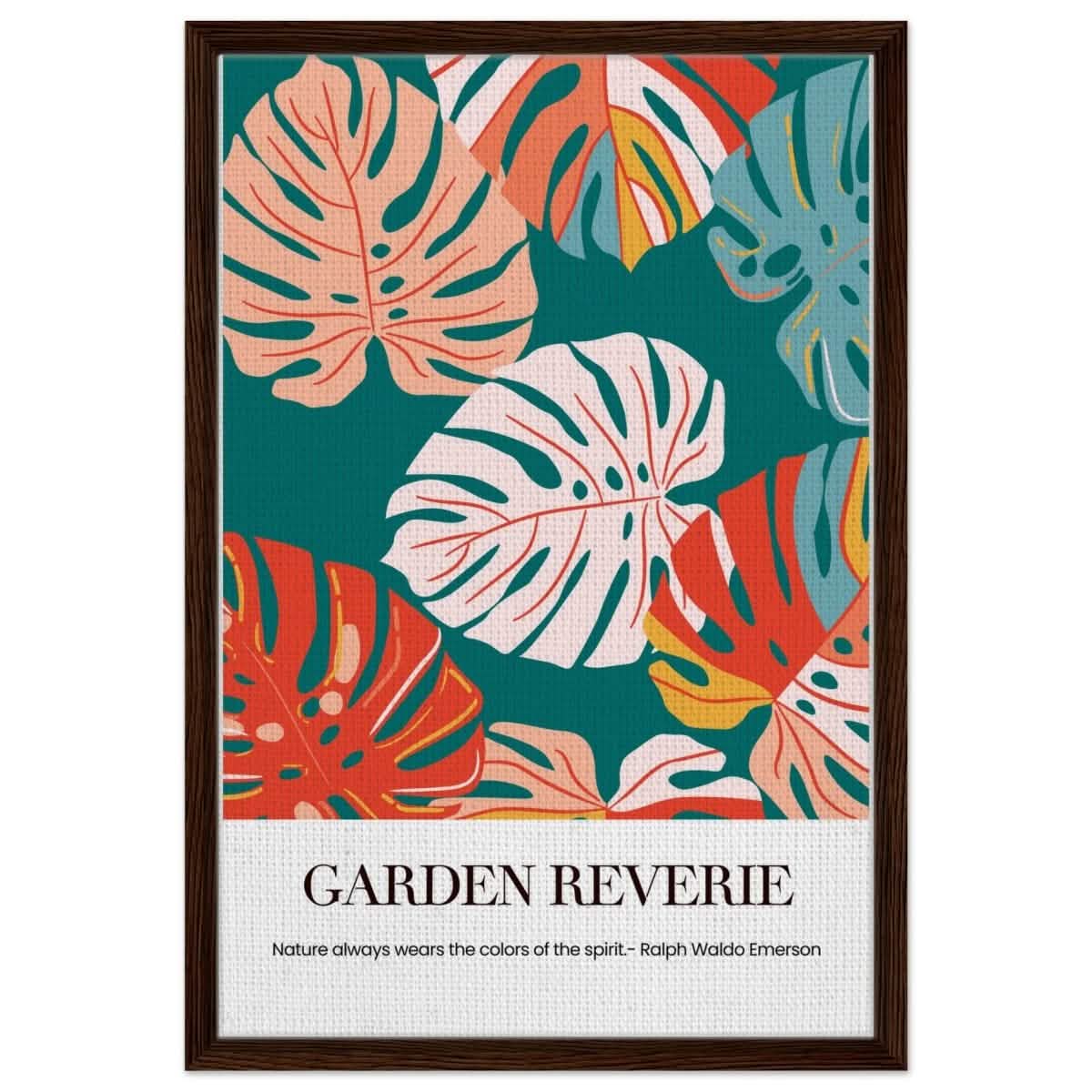 Garden Reverie | Abstract botanical masterpiece - Framed Canvas - 50x75 cm / 20x30″ - Dark wood frame