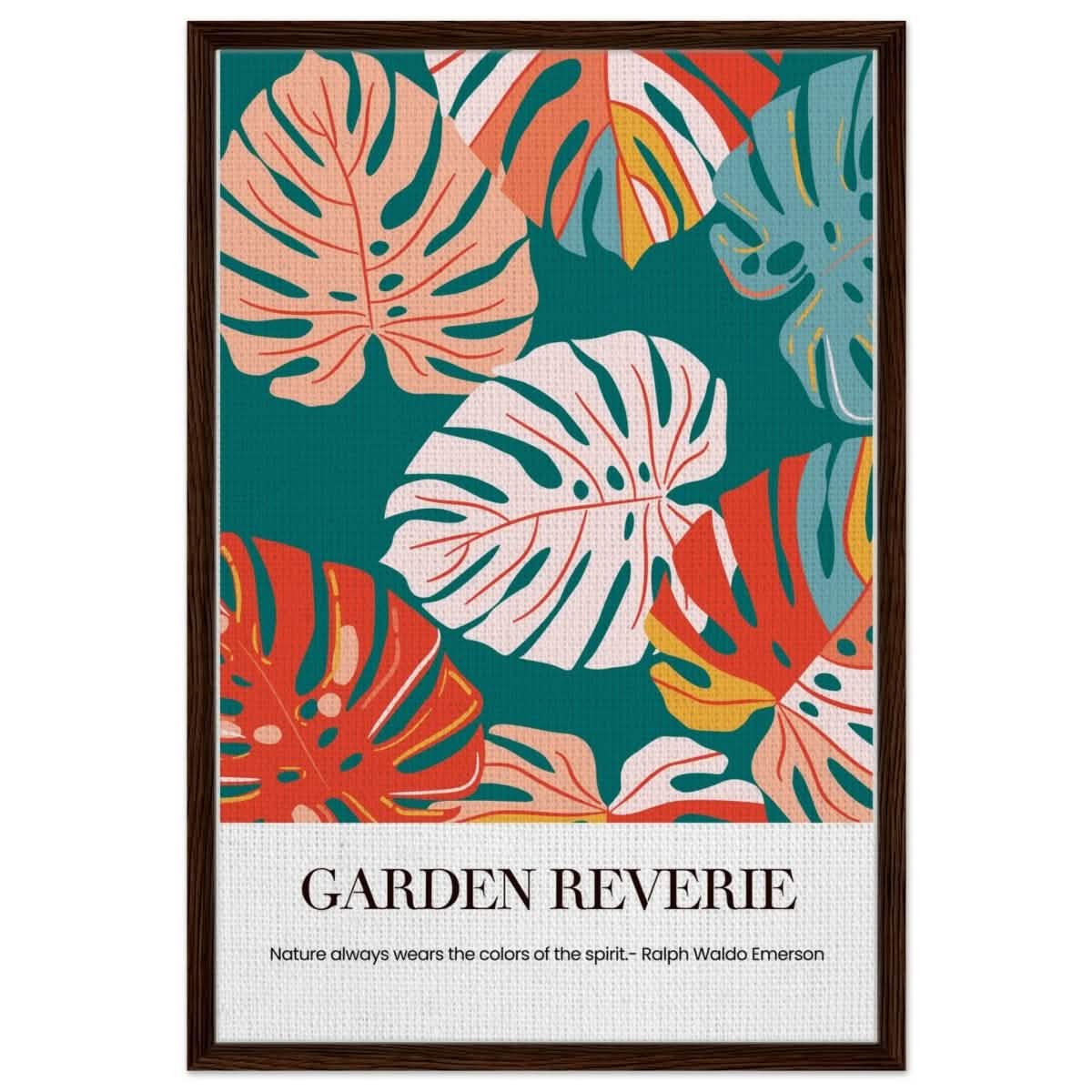 Garden Reverie | Abstract botanical masterpiece - Framed Canvas - 60x90 cm / 24x36″ - Dark wood frame