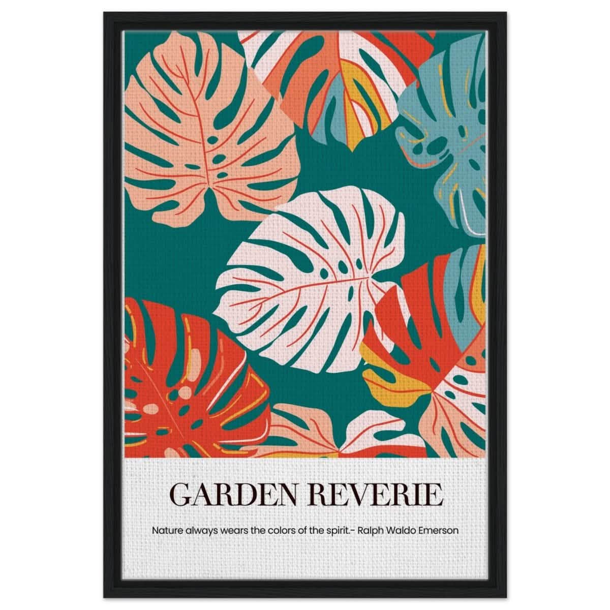 Garden Reverie | Abstract botanical masterpiece - Framed Canvas - 50x75 cm / 20x30″ - Black frame