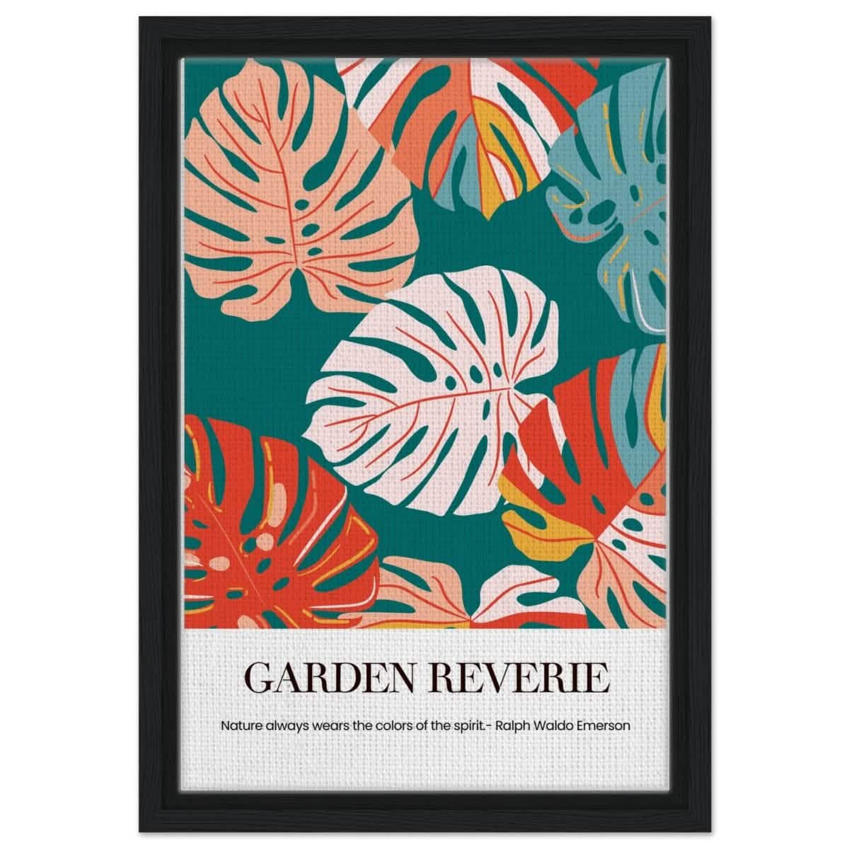 Garden Reverie | Abstract botanical masterpiece - Framed Canvas - 30x45 cm / 12x18″ - Black frame