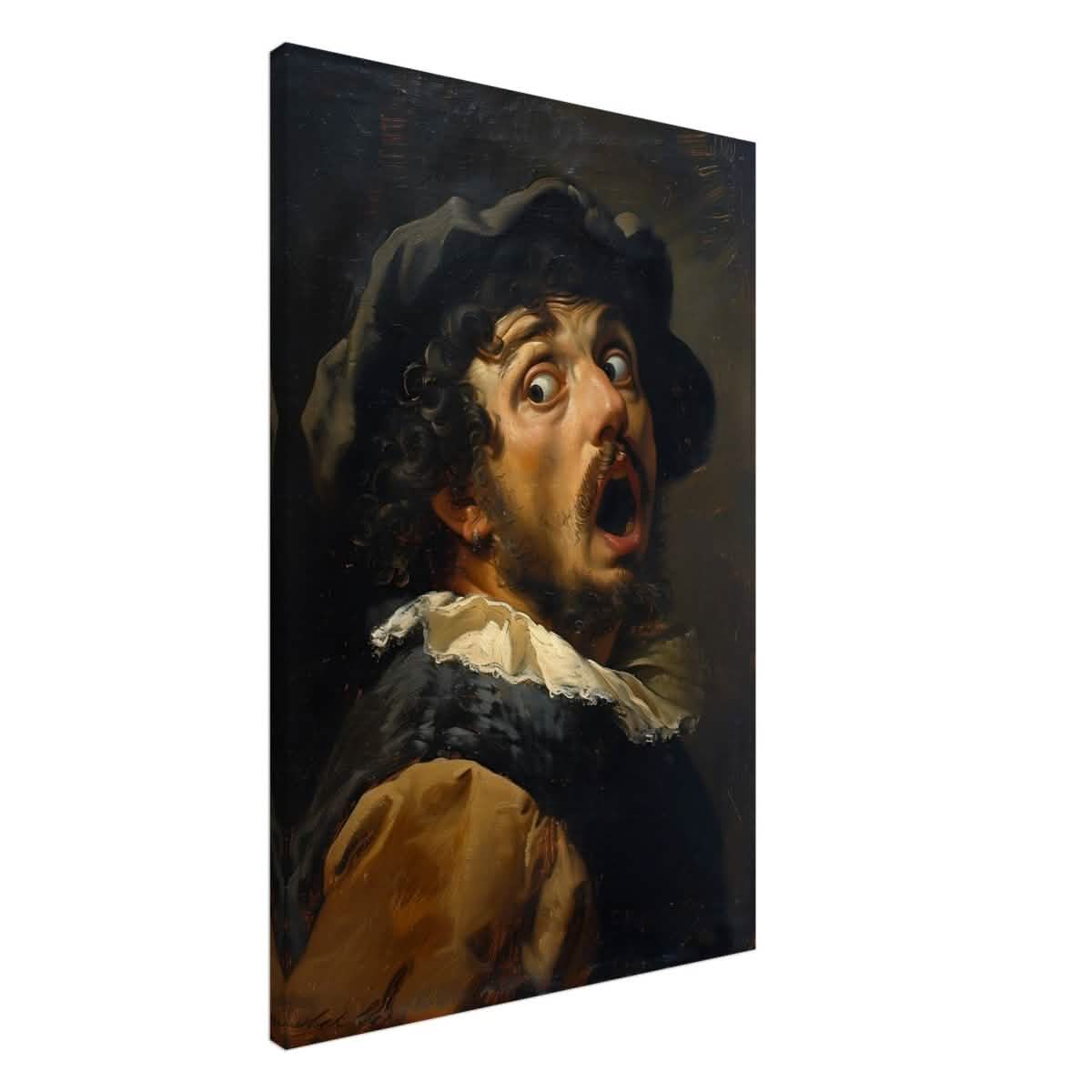 Gasp of the Renaissance: The Startled Man | Vintage painting art print - Canvas - 60x90 cm / 24x36″ -