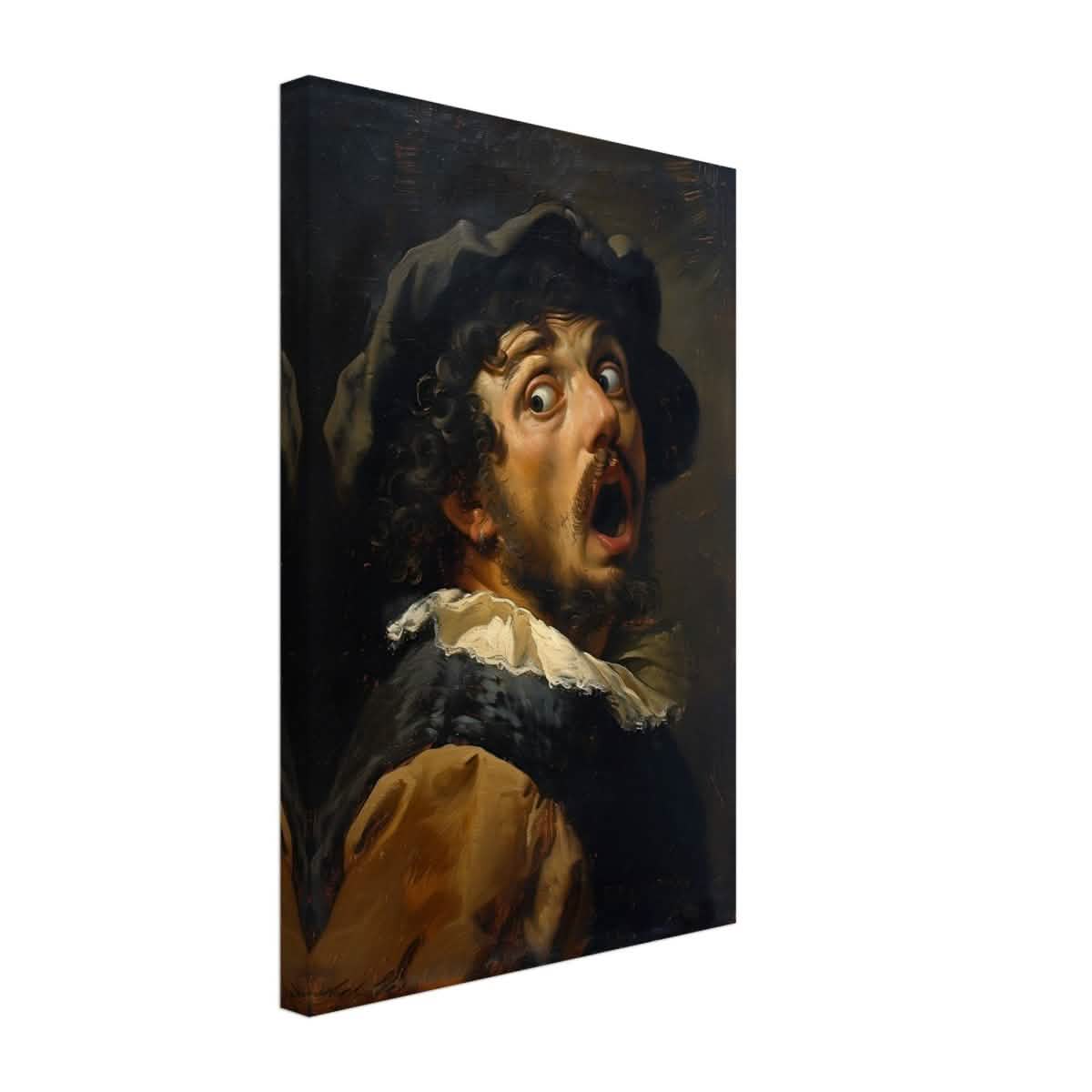 Gasp of the Renaissance: The Startled Man | Vintage painting art print - Canvas - 30x45 cm / 12x18″ -