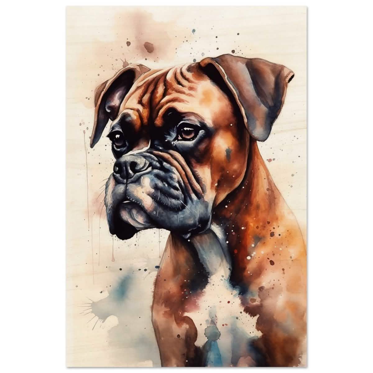 Gentle Strokes: Boxer Puppy Bliss | Da Vinci Animal Kingdom Wall art print - Wood Prints - 50x75 cm / 20x30″ -