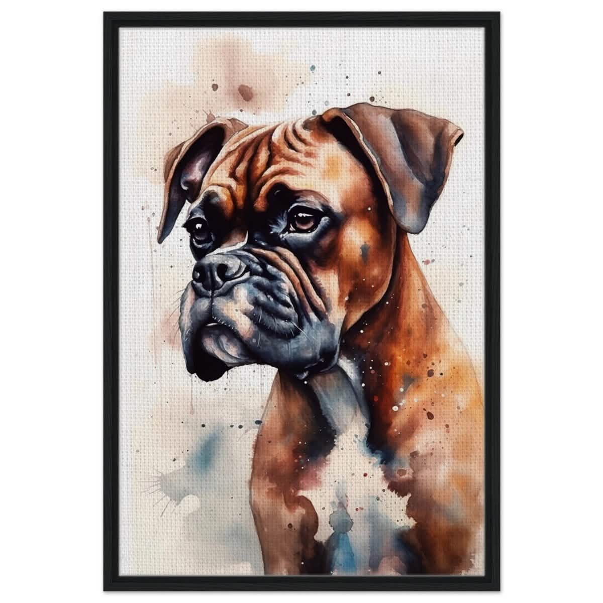 Gentle Strokes: Boxer Puppy Bliss | Da Vinci Animal Kingdom Wall art print - Framed Canvas - 60x90 cm / 24x36″ - Black frame