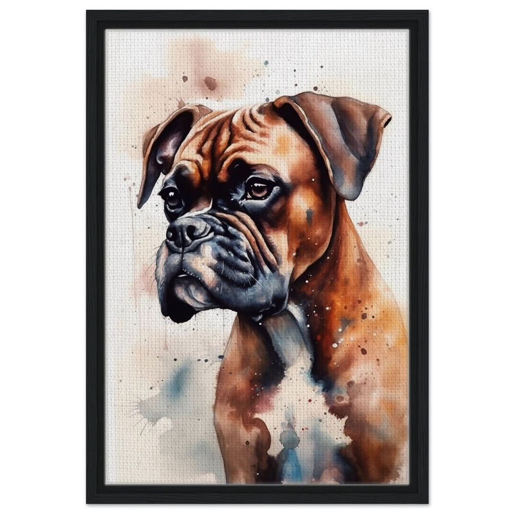 Gentle Strokes: Boxer Puppy Bliss | Da Vinci Animal Kingdom Wall art print - Framed Canvas - 40x60 cm / 16x24″ - Black frame