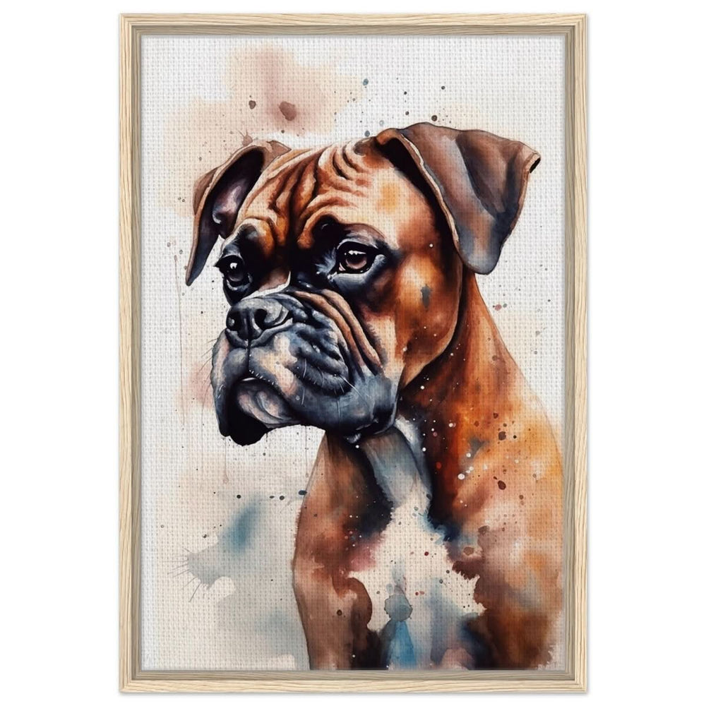 Gentle Strokes: Boxer Puppy Bliss | Da Vinci Animal Kingdom Wall art print - Framed Canvas - 50x75 cm / 20x30″ - Wood frame