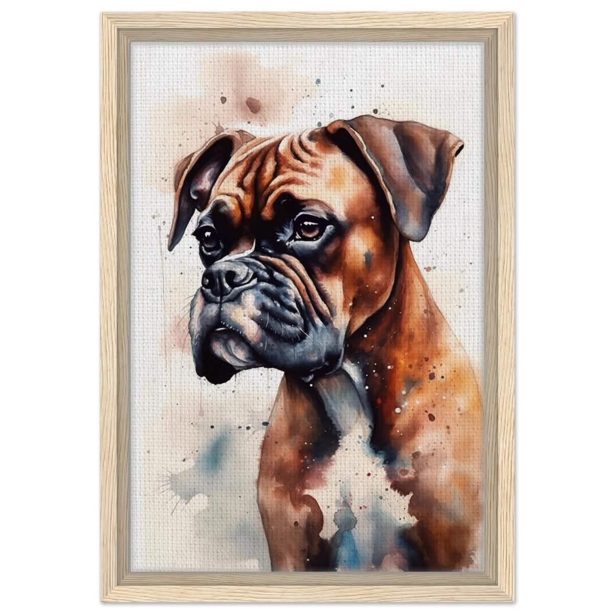 Gentle Strokes: Boxer Puppy Bliss | Da Vinci Animal Kingdom Wall art print - Framed Canvas - 30x45 cm / 12x18″ - Wood frame
