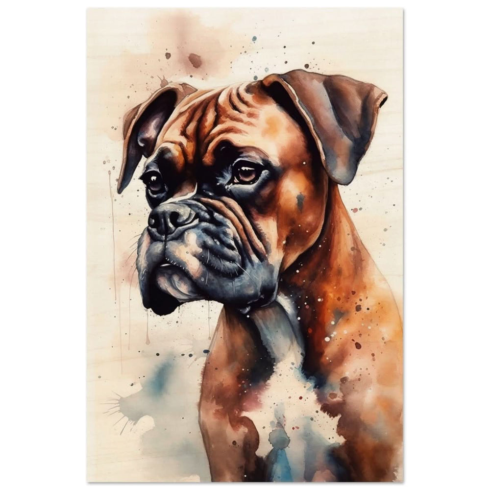 Gentle Strokes: Boxer Puppy Bliss | Da Vinci Animal Kingdom Wall art print - Wood Prints - 30x45 cm / 12x18″ -