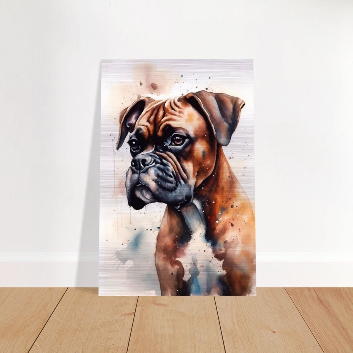 Gentle Strokes: Boxer Puppy Bliss | Da Vinci Animal Kingdom Wall art print - Brushed Aluminum Print - 60x90 cm / 24x36″ -