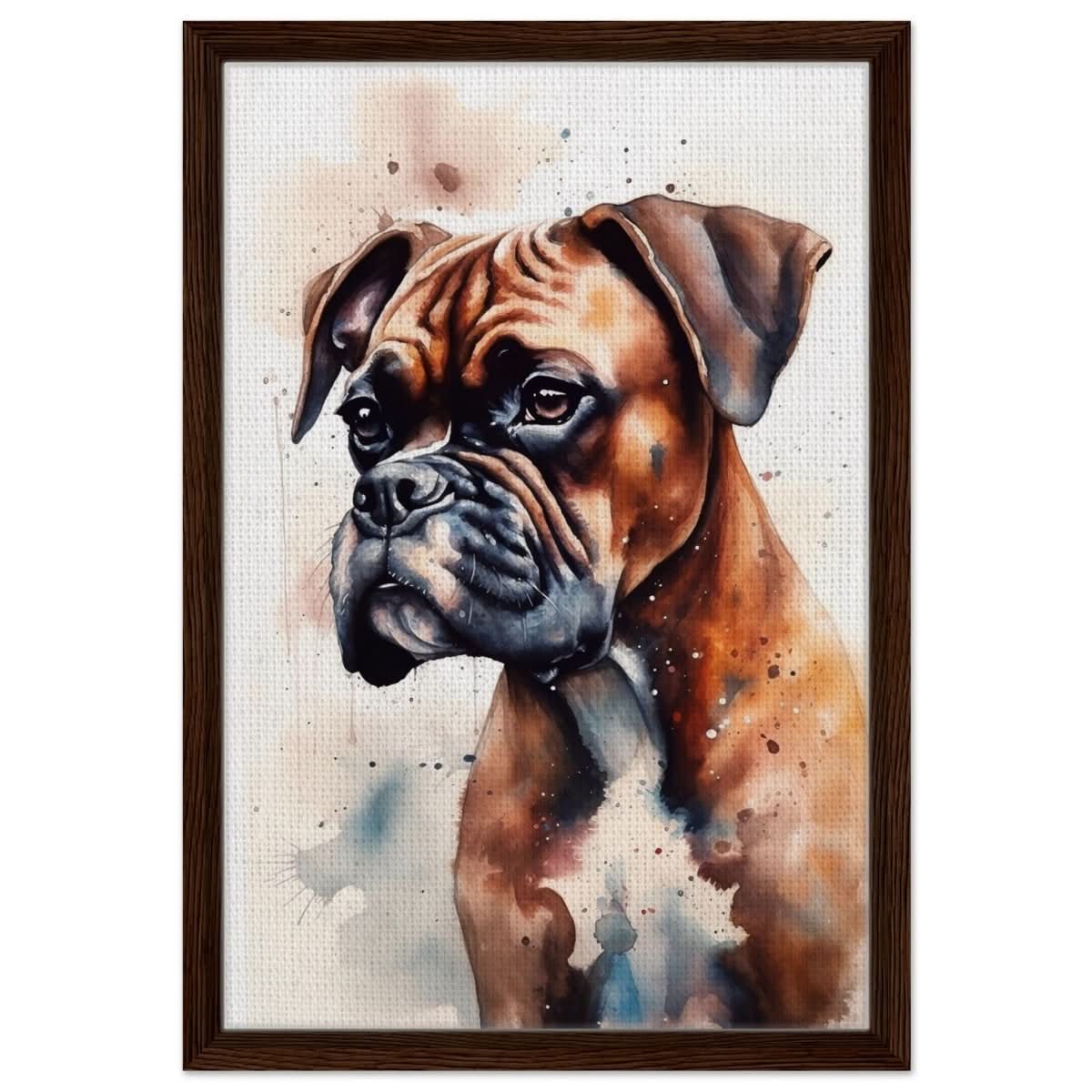 Gentle Strokes: Boxer Puppy Bliss | Da Vinci Animal Kingdom Wall art print - Framed Canvas - 40x60 cm / 16x24″ - Dark wood frame