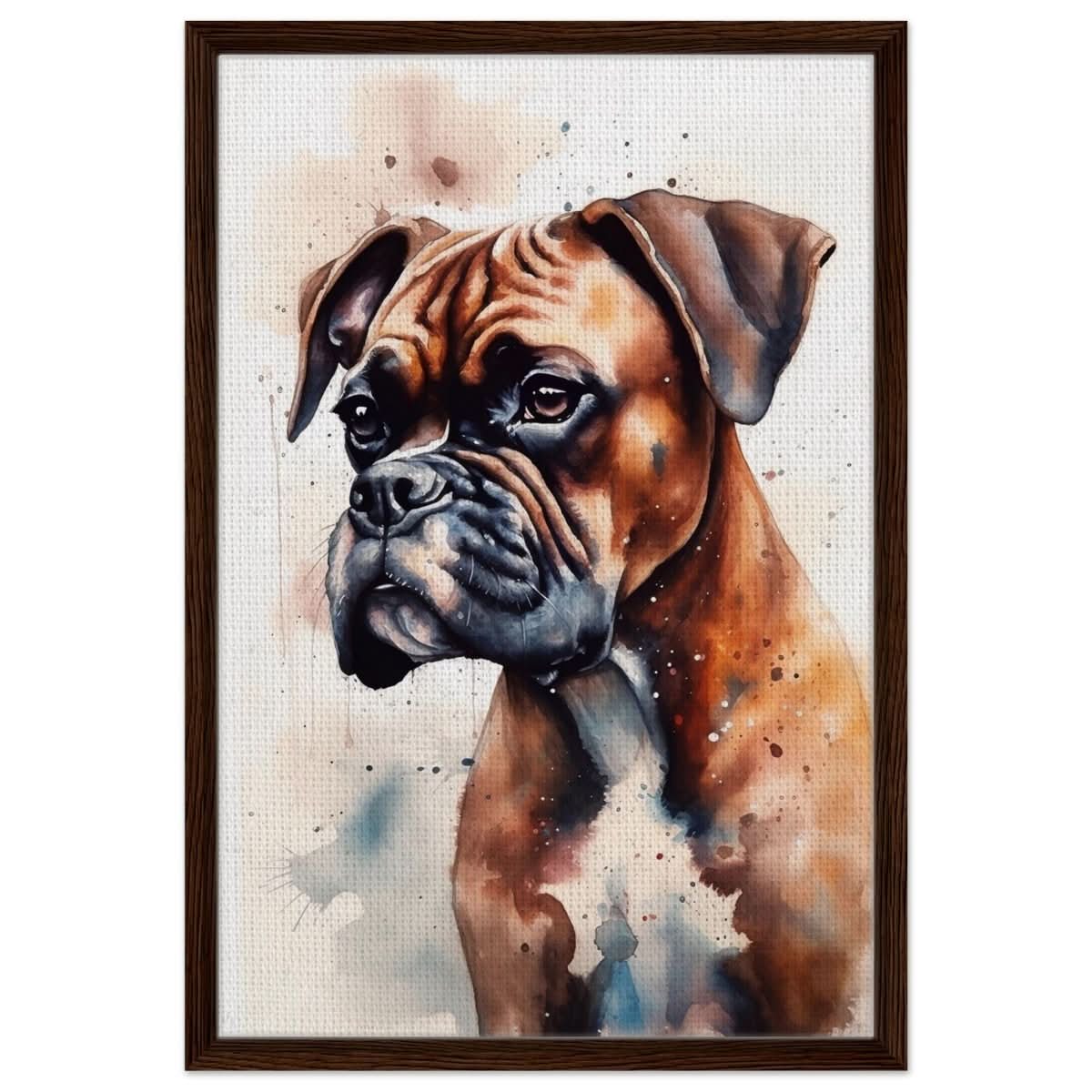 Gentle Strokes: Boxer Puppy Bliss | Da Vinci Animal Kingdom Wall art print - Framed Canvas - 50x75 cm / 20x30″ - Dark wood frame