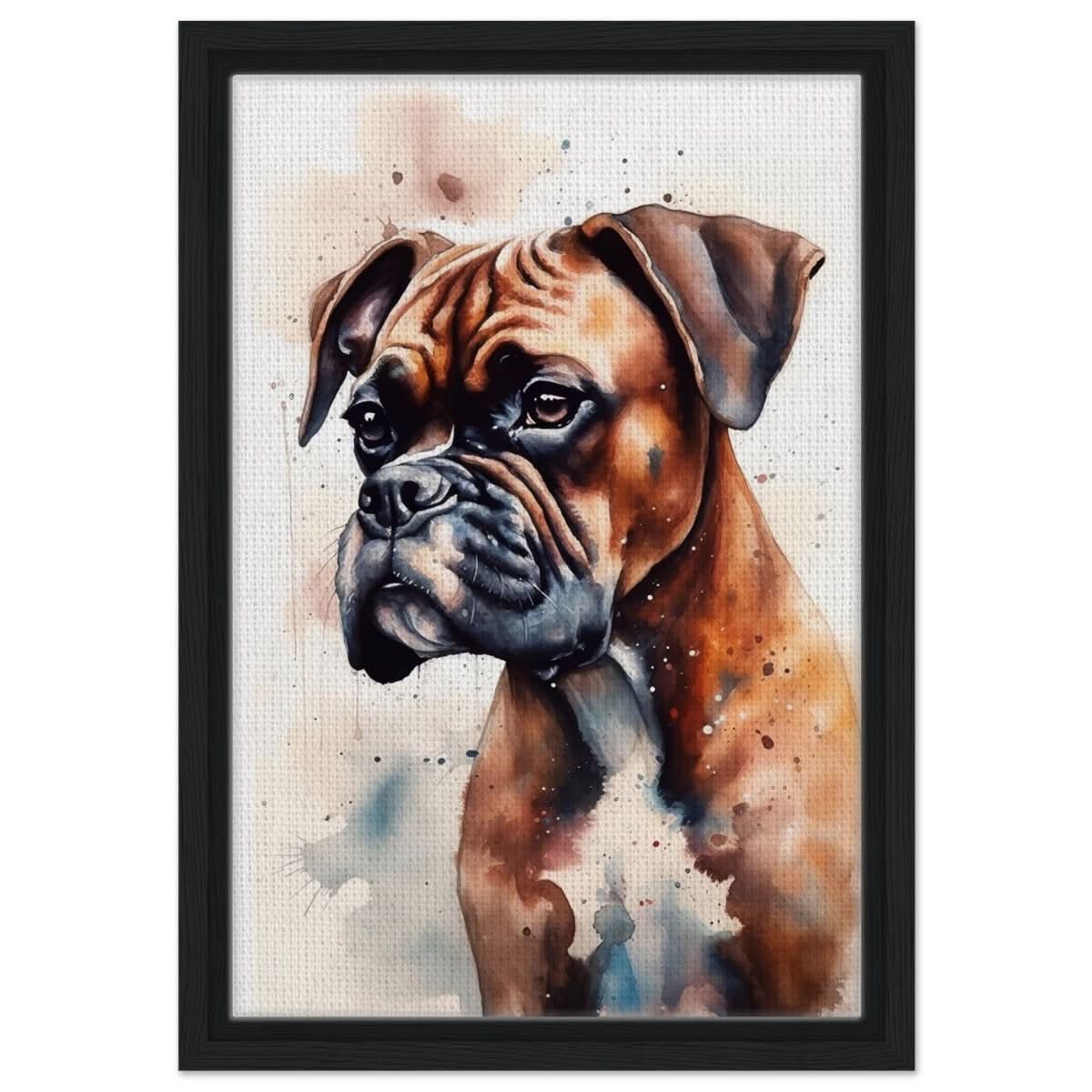Gentle Strokes: Boxer Puppy Bliss | Da Vinci Animal Kingdom Wall art print - Framed Canvas - 30x45 cm / 12x18″ - Black frame