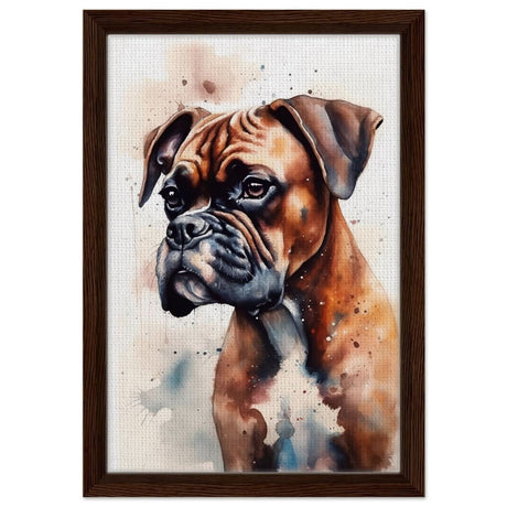 Gentle Strokes: Boxer Puppy Bliss | Da Vinci Animal Kingdom Wall art print - Framed Canvas - 30x45 cm / 12x18″ - Dark wood frame