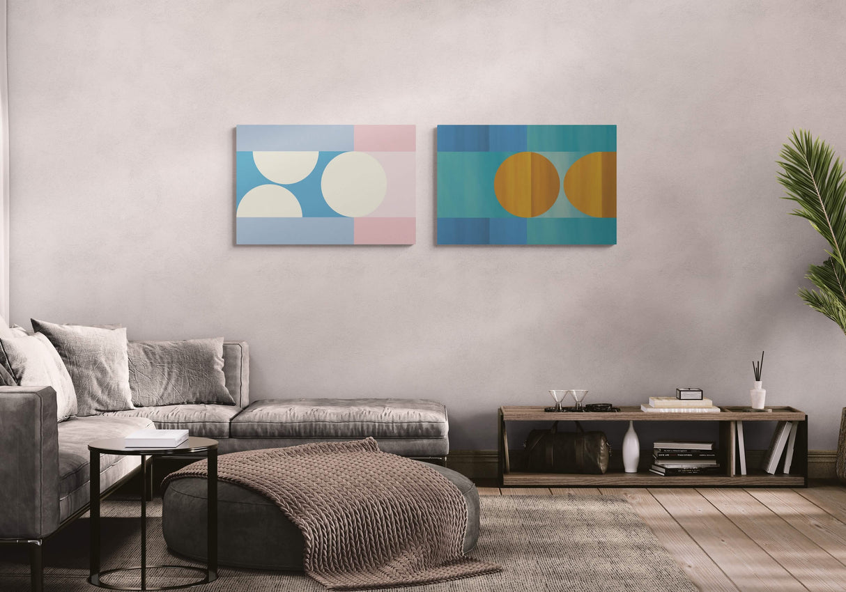 Geometric Harmony Duo – Set of 2 Abstract Wall Art Prints - Canvas - 30X45 CM / 12X18″ -