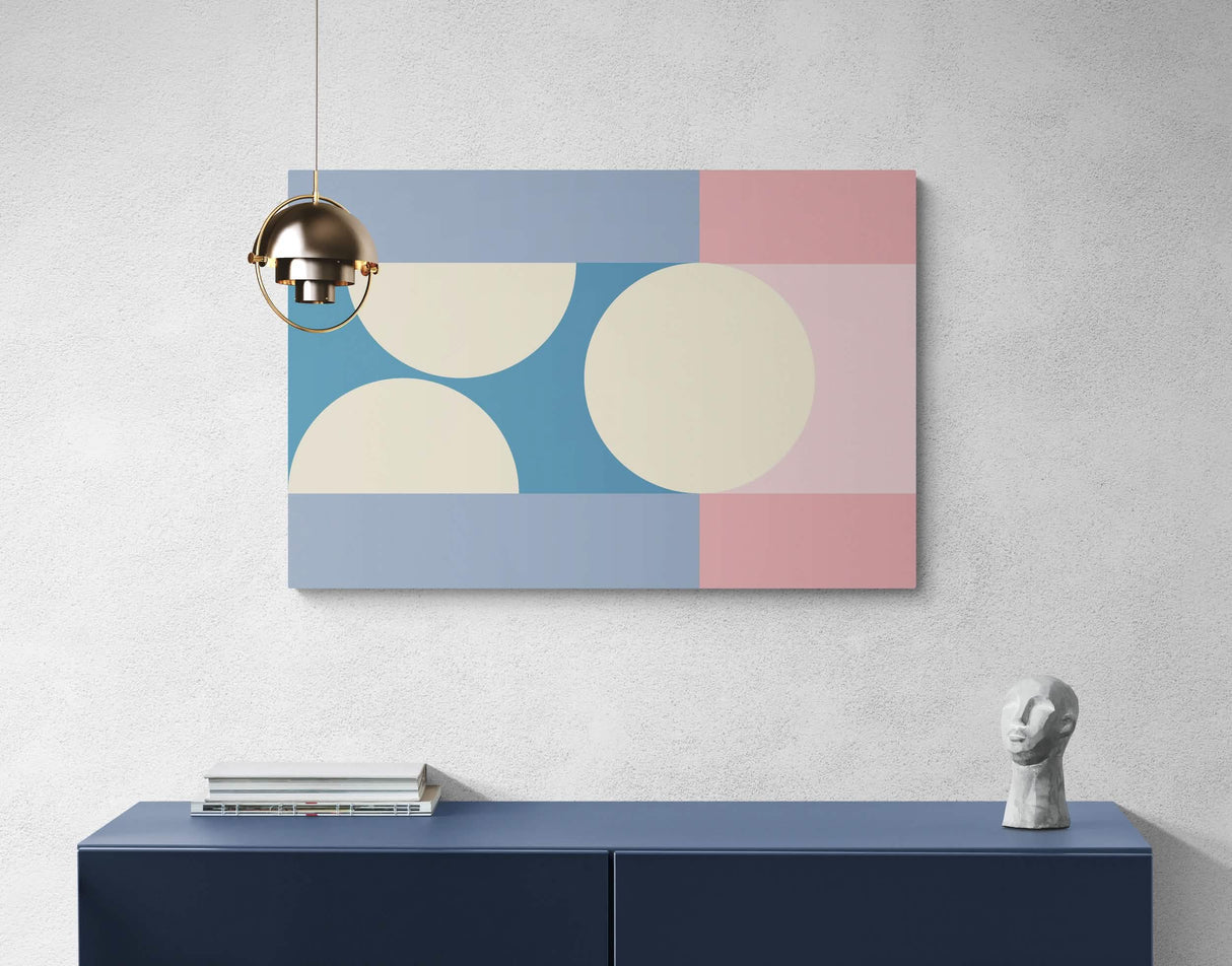 Geometric Harmony Duo – Set of 2 Abstract Wall Art Prints - Framed Canvas - 30X45 CM / 12X18″ - Wood frame