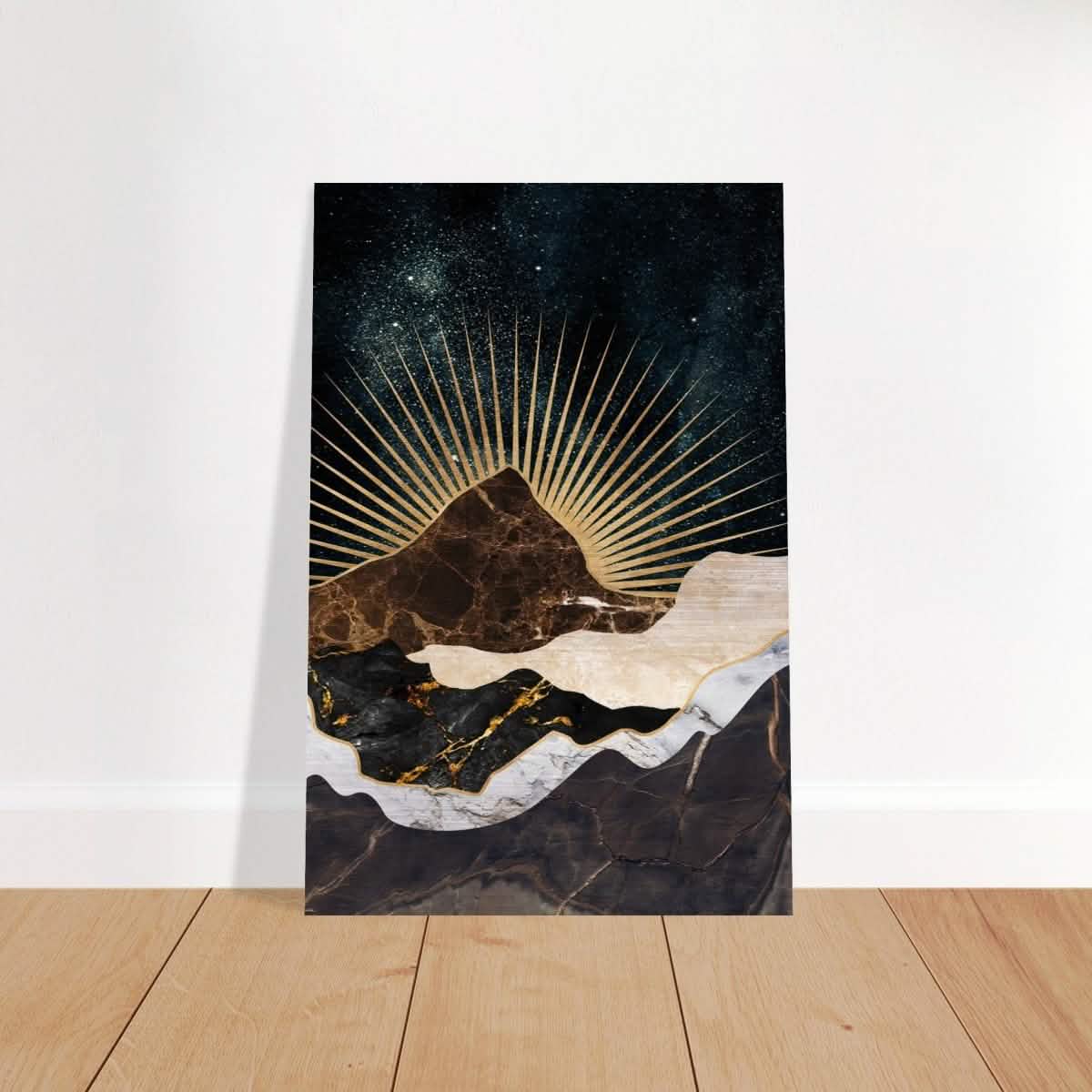 Gilded Desertscape | Cosmic Minimalist Art | Wall art Print - Brushed Aluminum Print - 60x90 cm / 24x36″ -