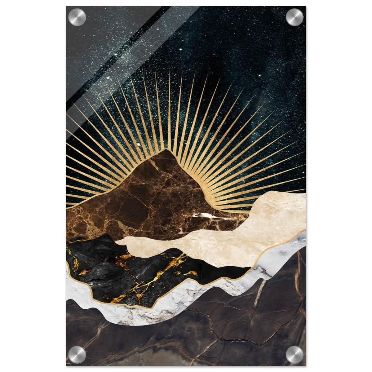 Gilded Desertscape | Cosmic Minimalist Art | Wall art Print - Acrylic Print - 30x45 cm / 12x18″ -