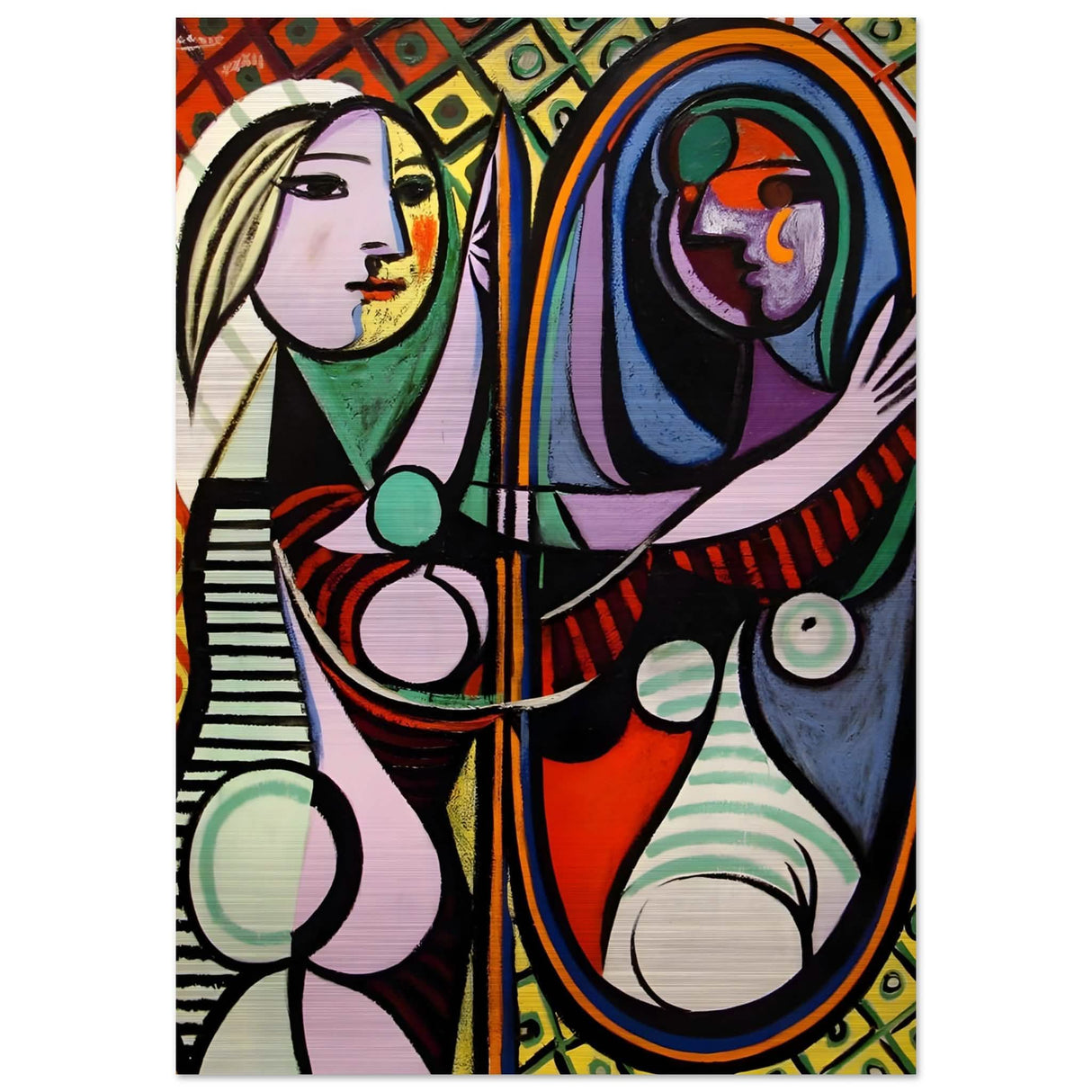 Girl before a Mirror by Pablo Picasso 1932 - Brushed Aluminum Print - 70x100 cm / 28x40″ -