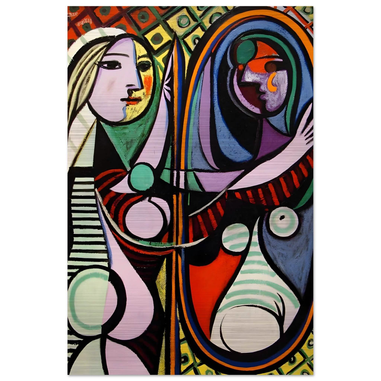 Girl before a Mirror by Pablo Picasso 1932 - Brushed Aluminum Print - 60x90 cm / 24x36″ -
