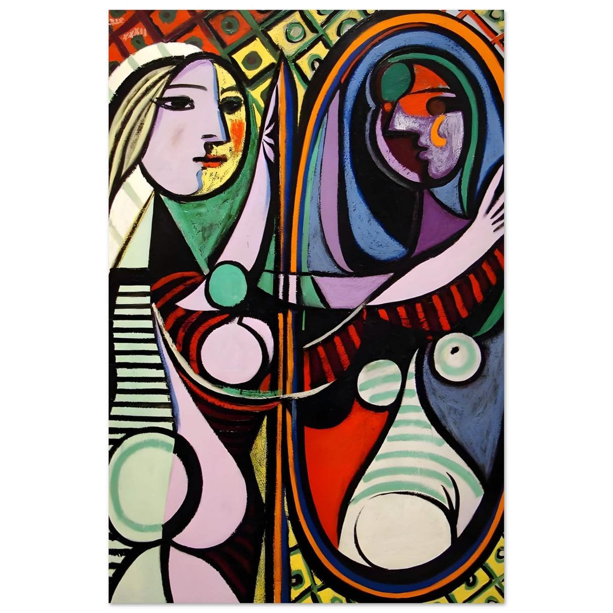 Girl before a Mirror by Pablo Picasso 1932 - Aluminum Print - 30x45 cm / 12x18″ -