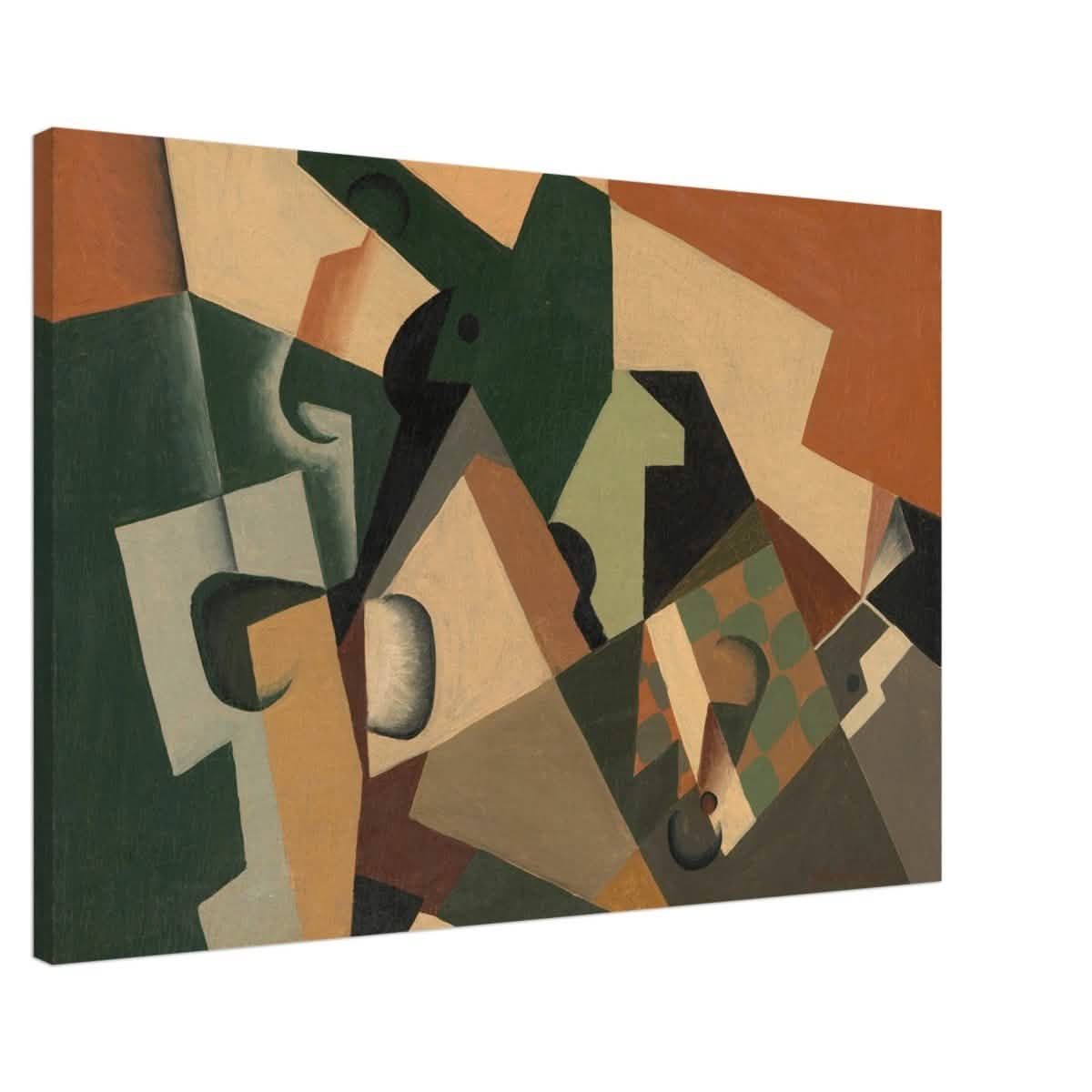 Glass and Checkerboard (ca. 1917) by Juan Gris | Vintage Cubism wall art print - Canvas - 60x90 cm / 24x36″ -