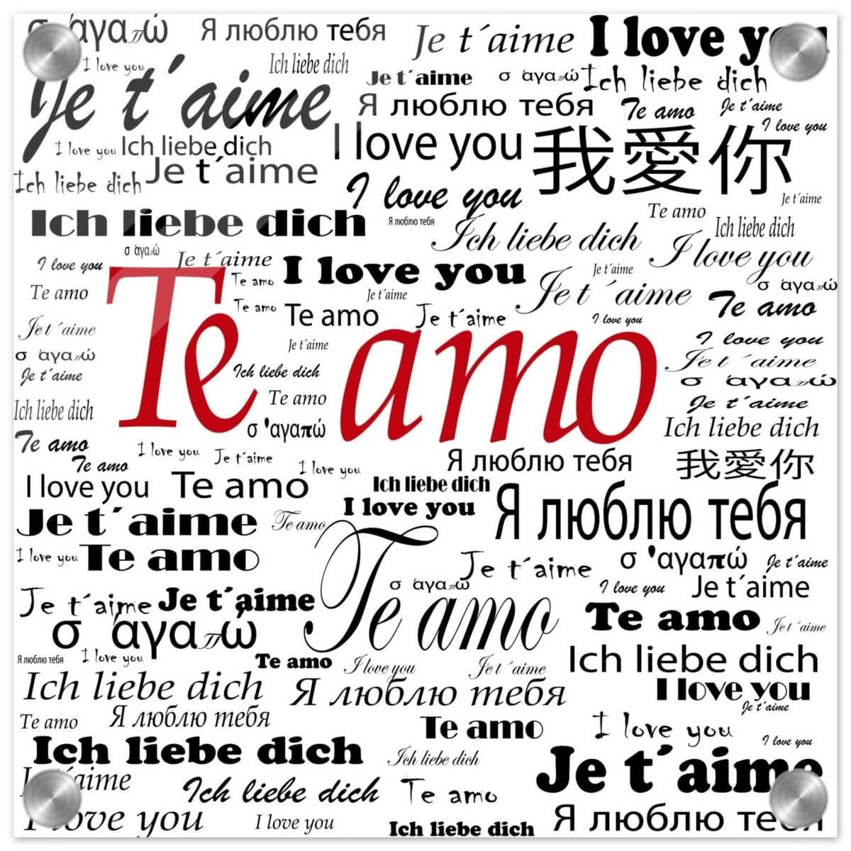 Global Love - Words Across Borders | Digital Pop Art - Acrylic Print - 30x30 cm / 12x12″ -