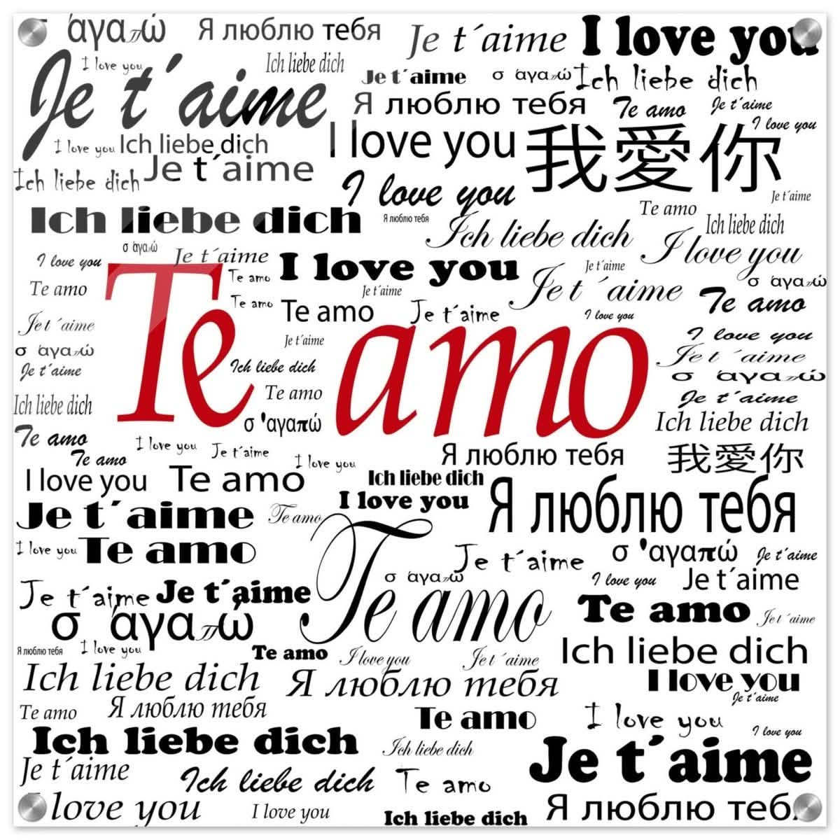 Global Love - Words Across Borders | Digital Pop Art - Acrylic Print - 60x60 cm / 24x24″ -