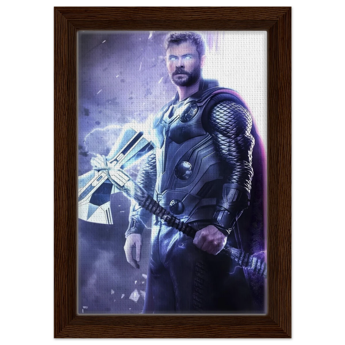 "God of Thunder: Ascension" – Epic Digital Fantasy Art Print - Framed Canvas - 20x30 cm / 8x12″ - Dark wood frame