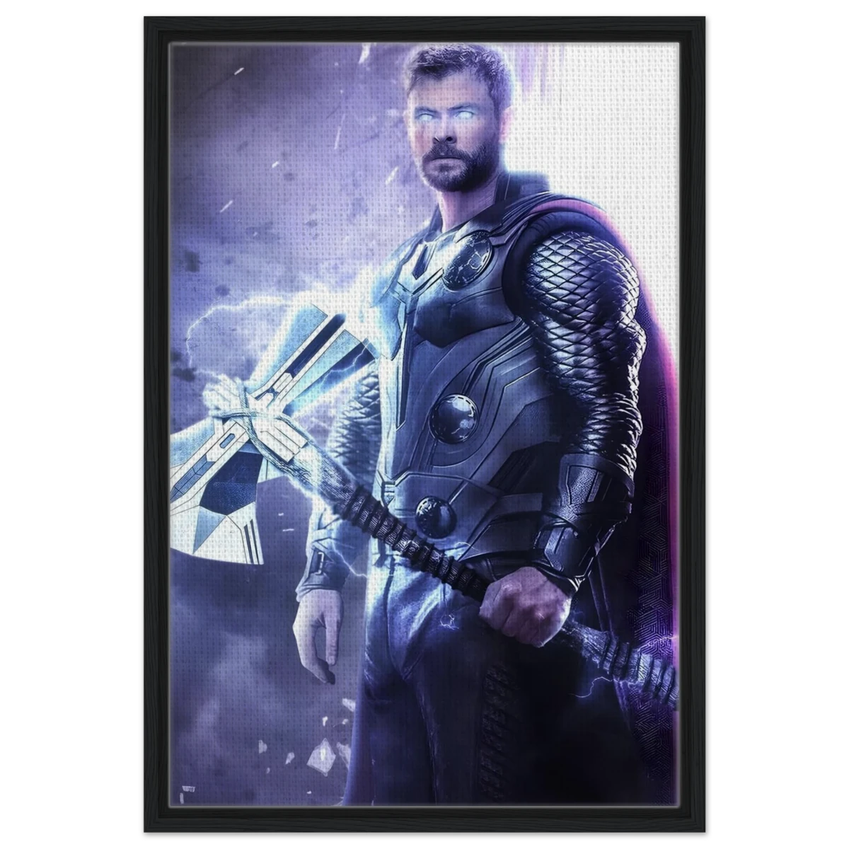 "God of Thunder: Ascension" – Epic Digital Fantasy Art Print - Framed Canvas - 50x75 cm / 20x30″ - Black frame