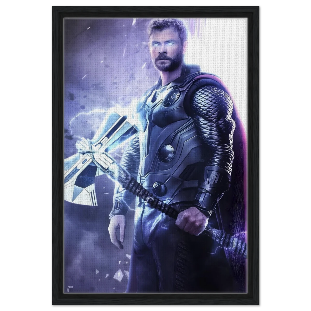 "God of Thunder: Ascension" – Epic Digital Fantasy Art Print - Framed Canvas - 40x60 cm / 16x24″ - Black frame